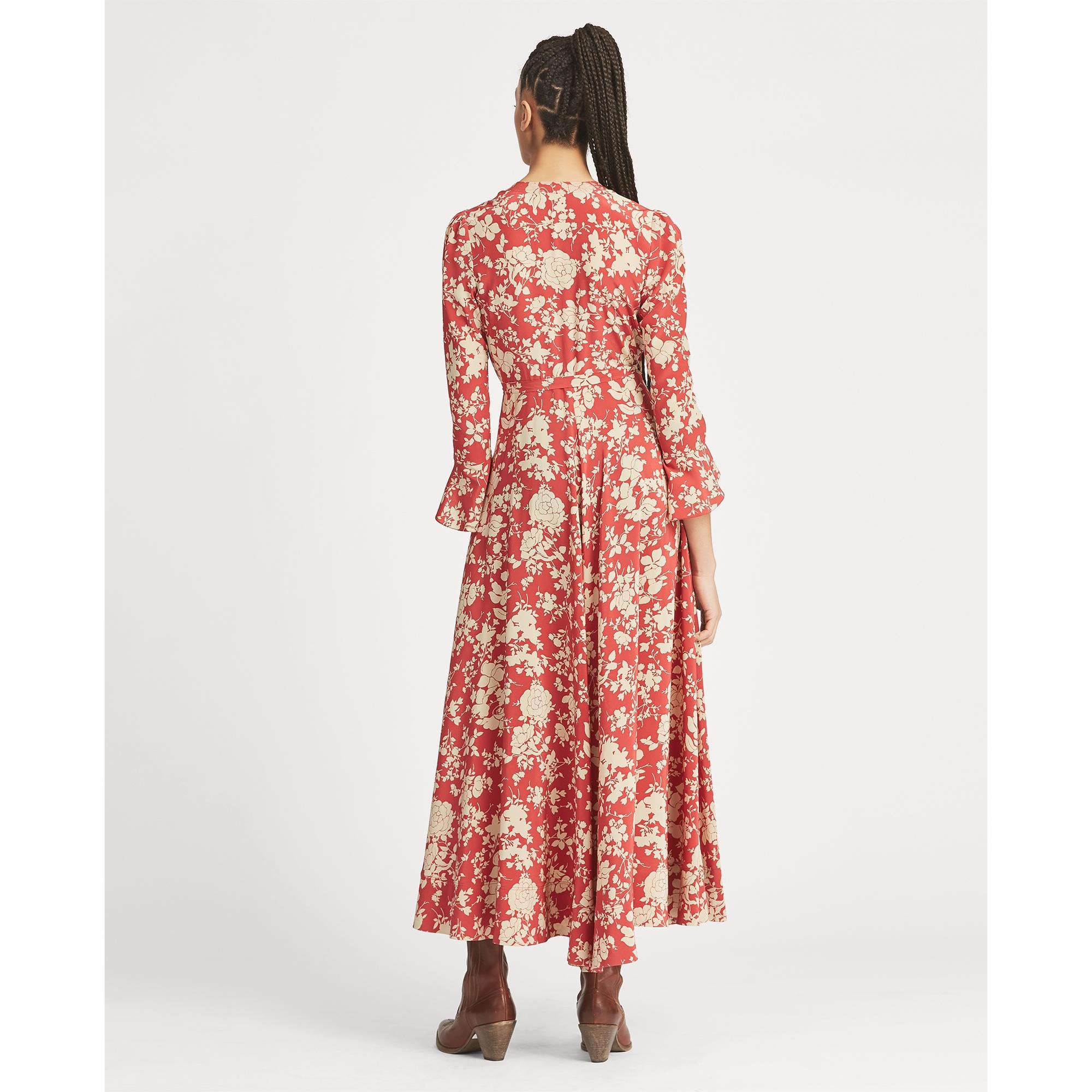 Polo Ralph Lauren Harlow Long-sleeve Floral Maxi Wrap Dress in Red | Lyst