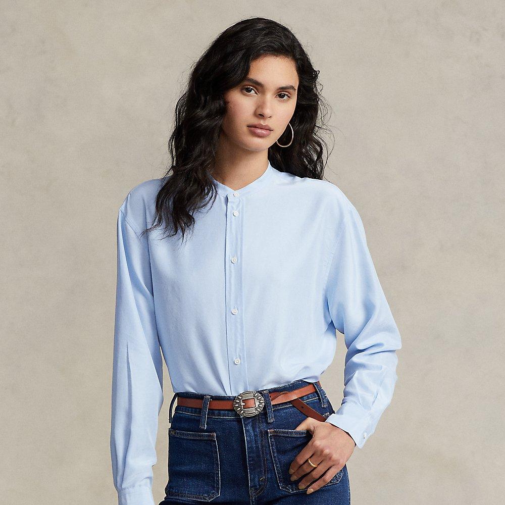Ralph Lauren Relaxed Fit Silk Shirt in Blue | Lyst
