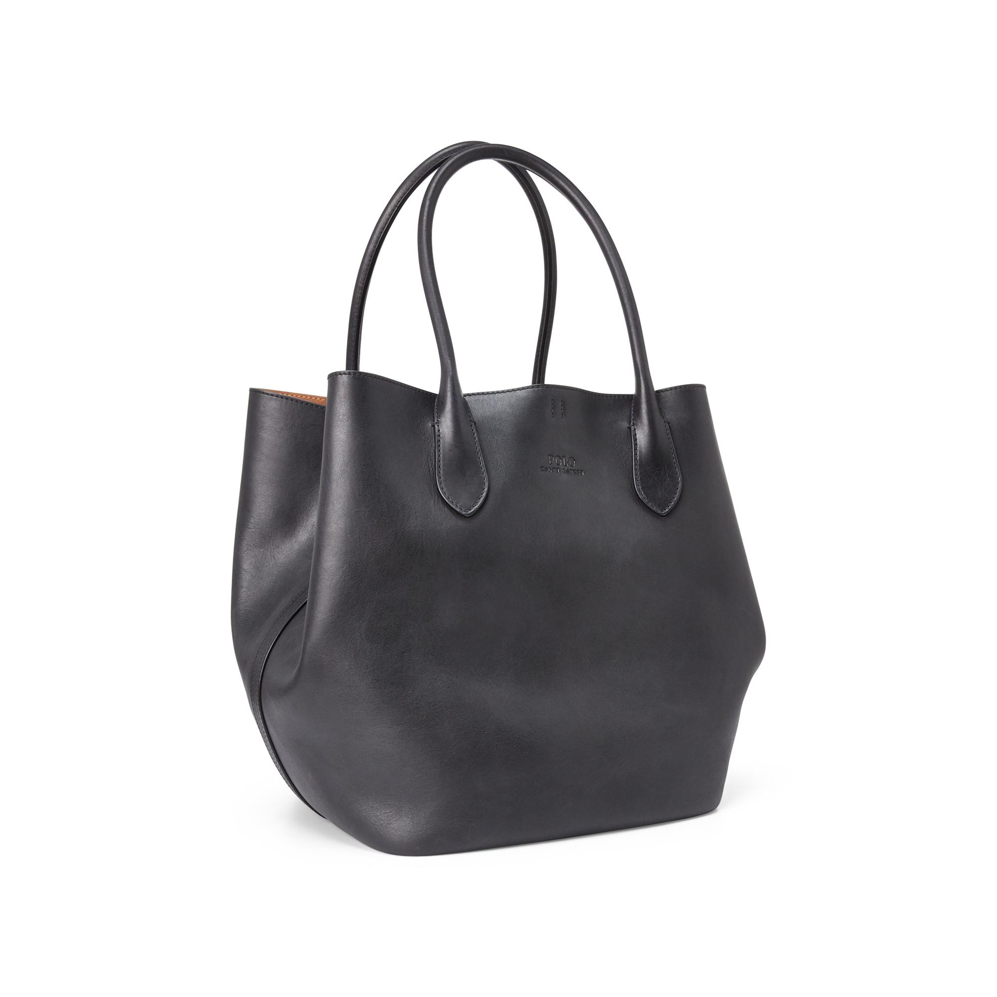 Polo Ralph Lauren Leather Large Bellport Tote in Black - Lyst