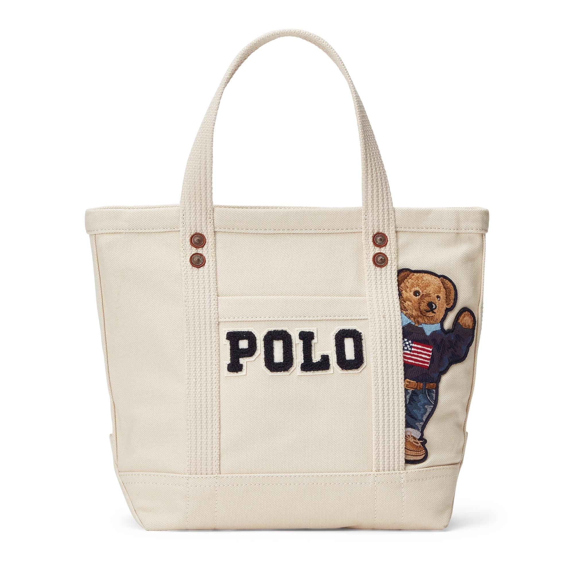 Ralph Lauren Canvas Small Polo Bear Tote in Cream (Natural) - Lyst