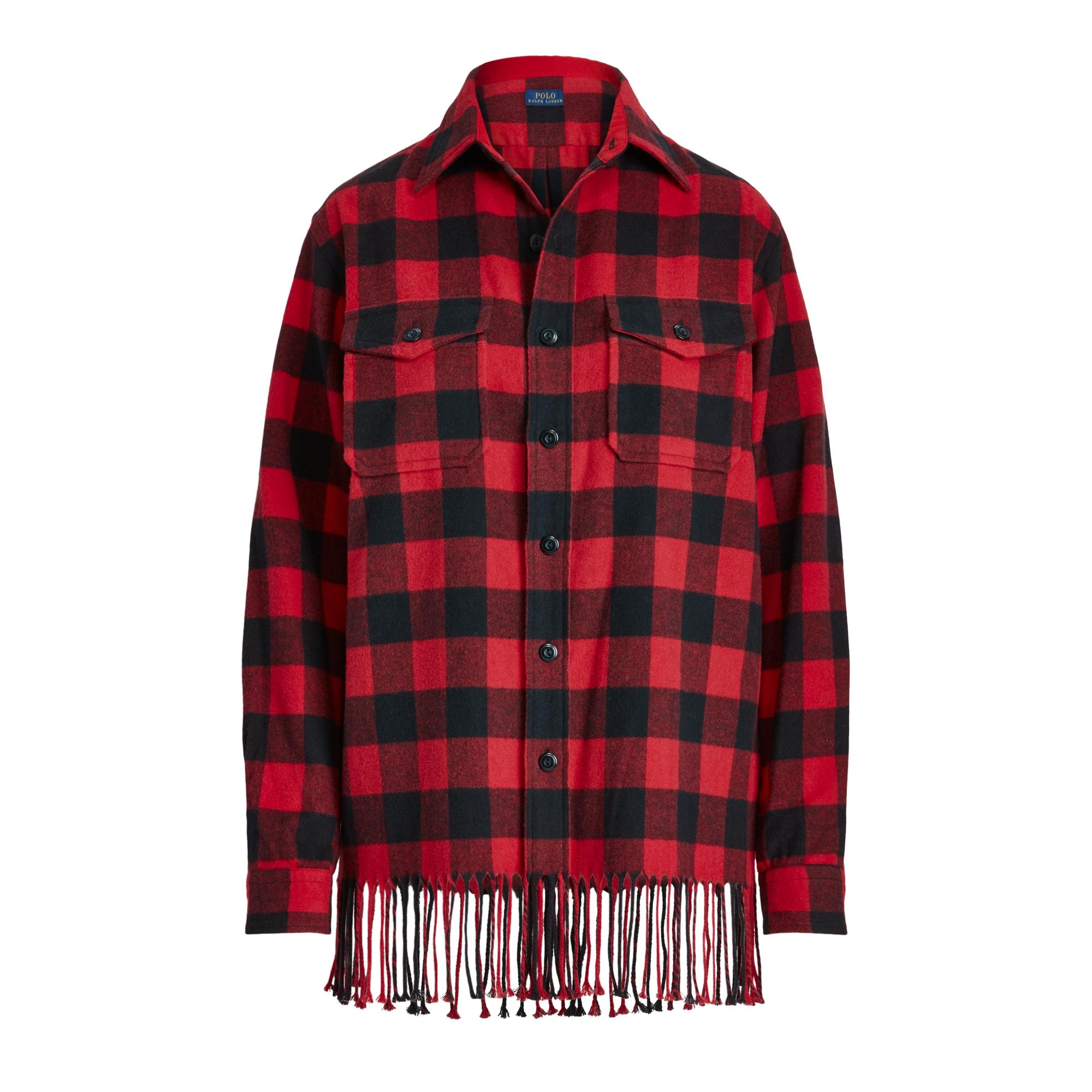 Ralph Lauren Fringe trim Plaid Shirt in Red   Lyst