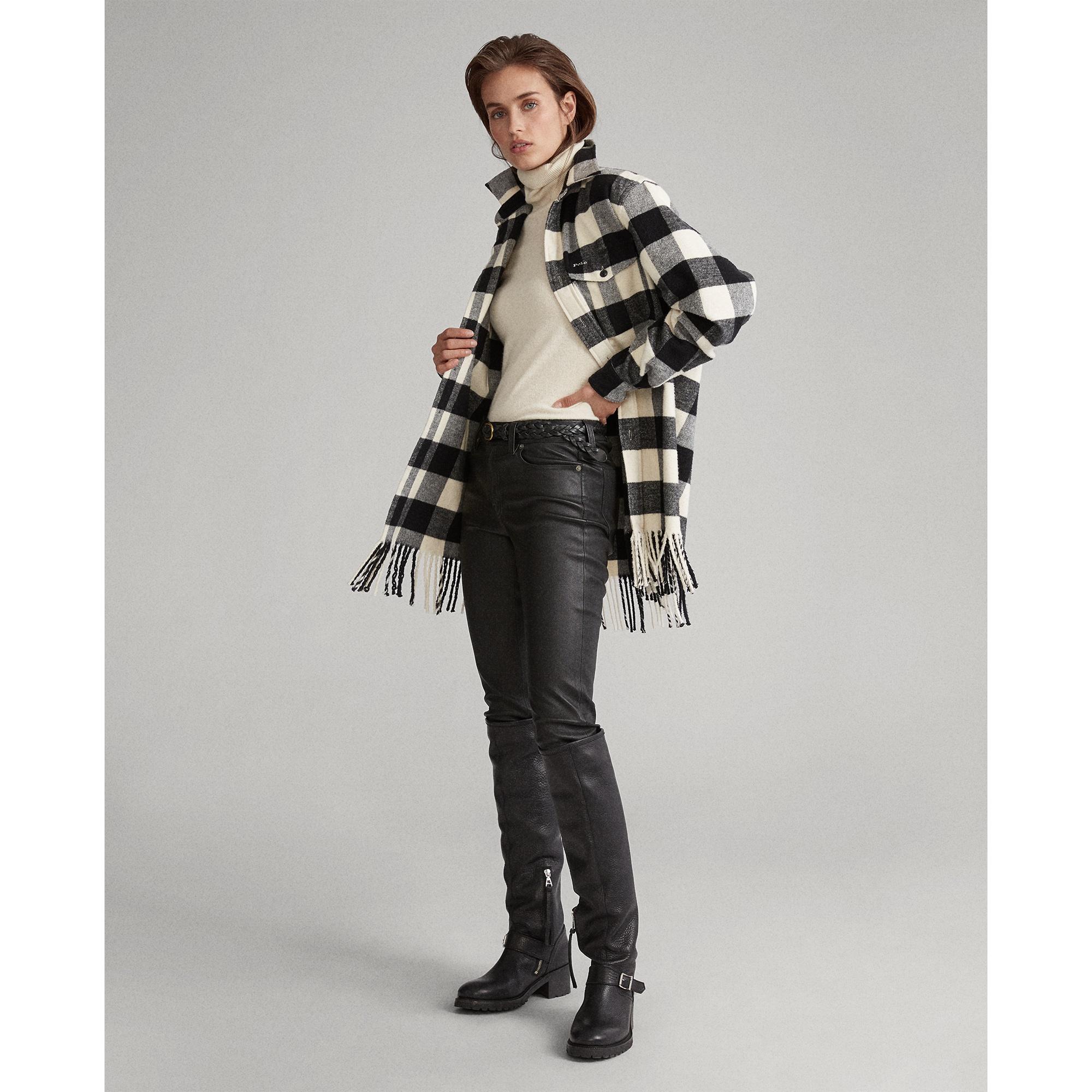 Polo ralph lauren fringe trim plaid shirt Clearance