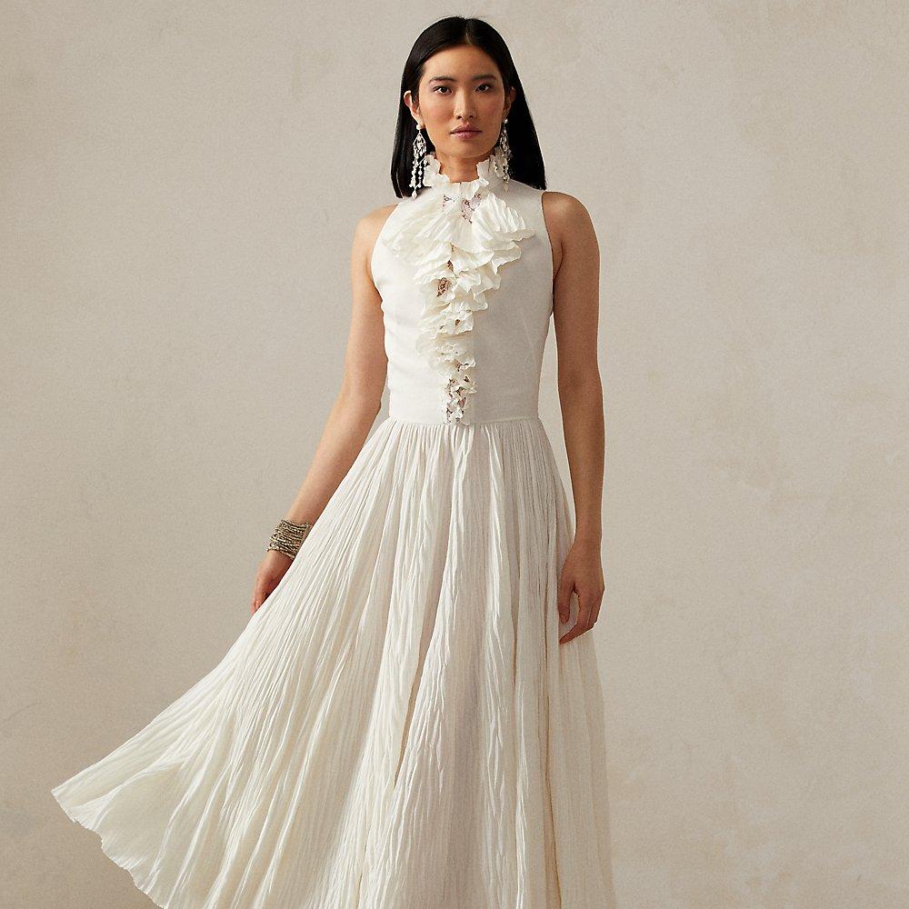 Ralph Lauren Ralph Lauren Mccabe Pleated Linen Cocktail Dress in White |  Lyst