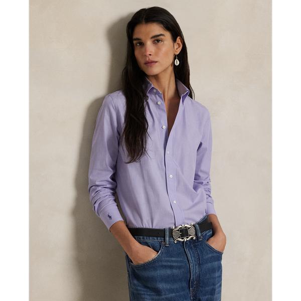 Polo Ralph Lauren End-On-End Stretch Slim Fit Cotton Shirt in Purple | Lyst