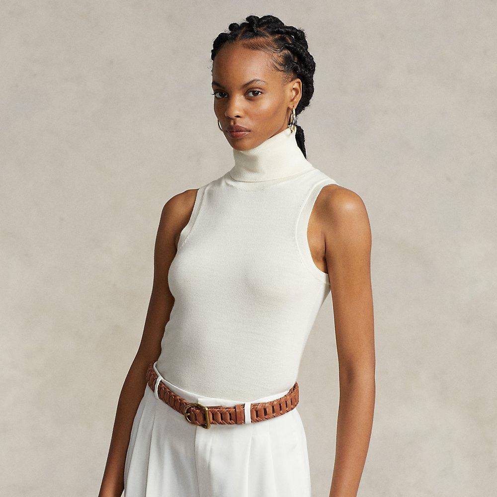Ralph Lauren Wool Sleeveless Turtleneck in White Lyst