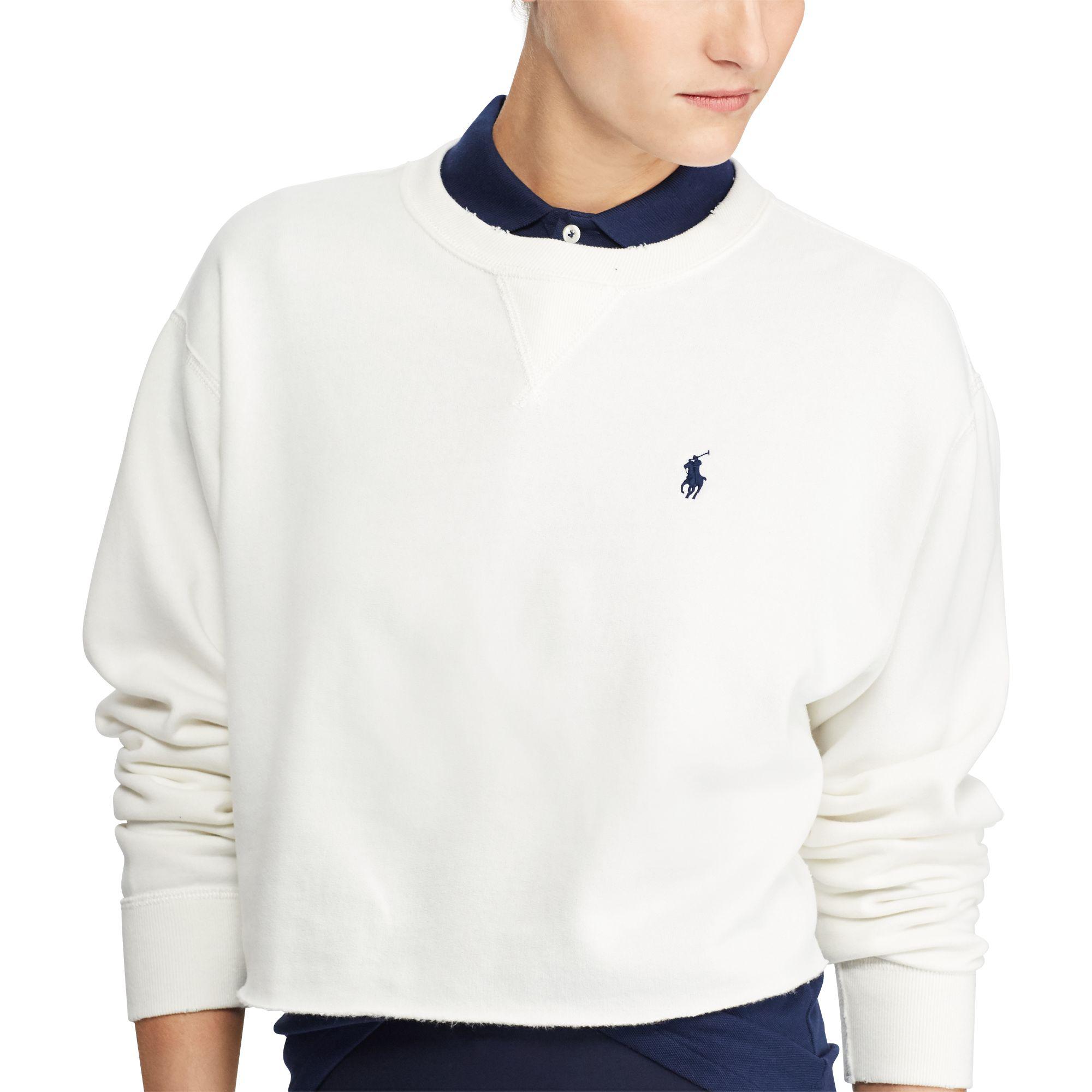 Polo Ralph Lauren Cropped Fleece Sweatshirt - Lyst