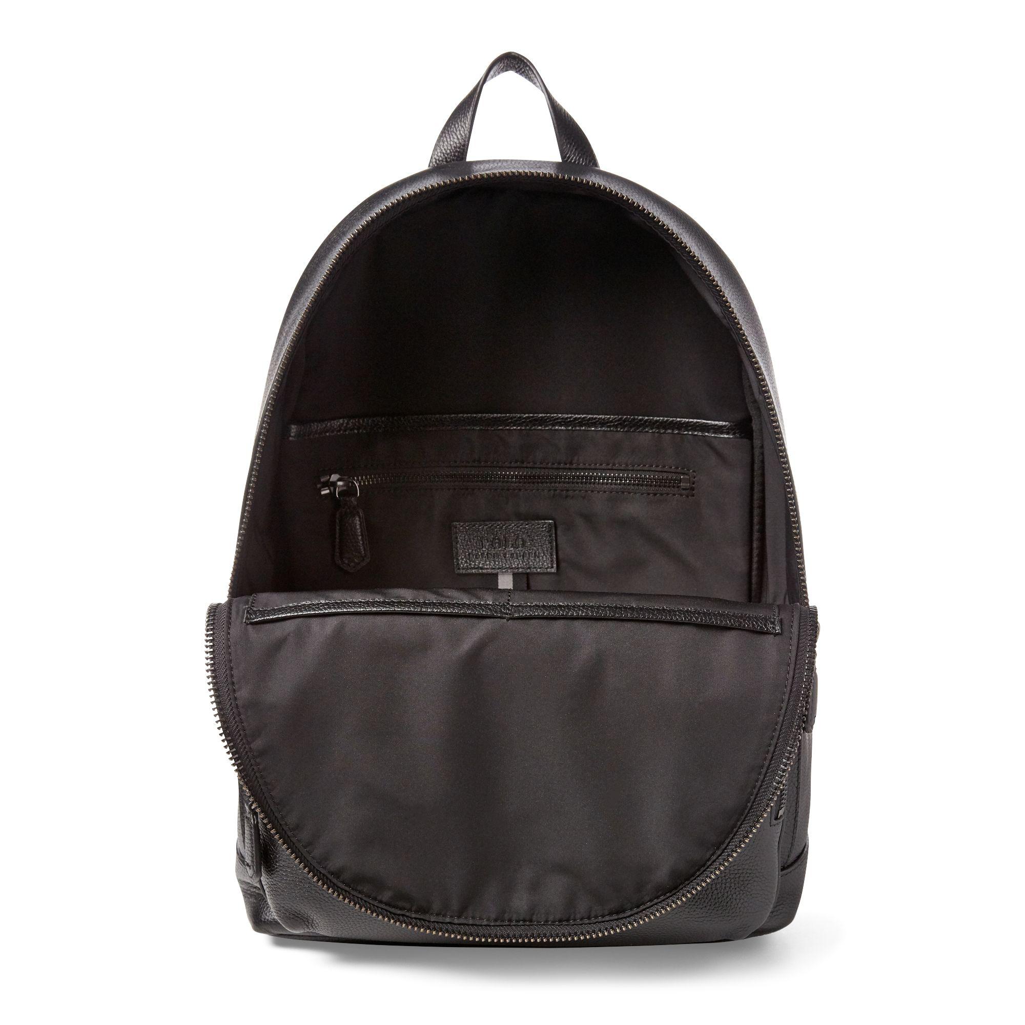 Polo Ralph Lauren Pebbled Leather Backpack in Black for Men Lyst