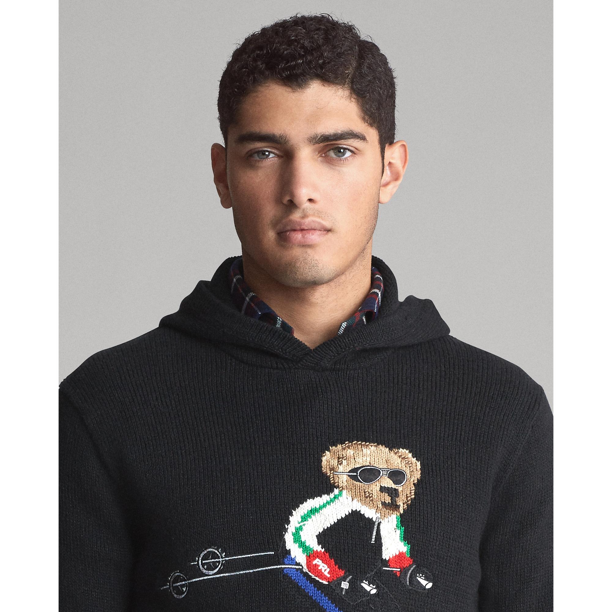 Ralph Lauren Cotton Ski Bear Hooded Jumper in Black for Men - Lyst