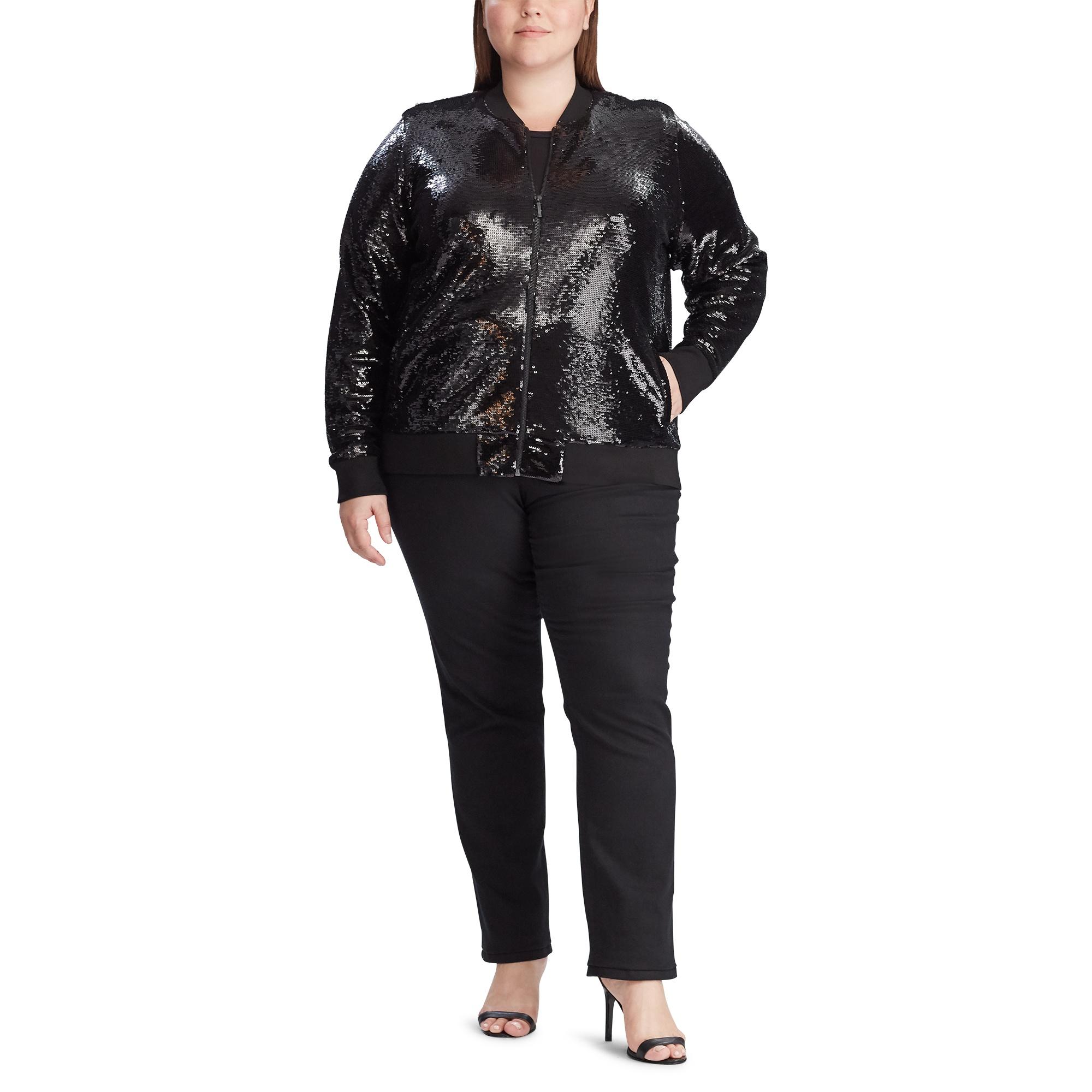 black sequin bomber jacket plus size
