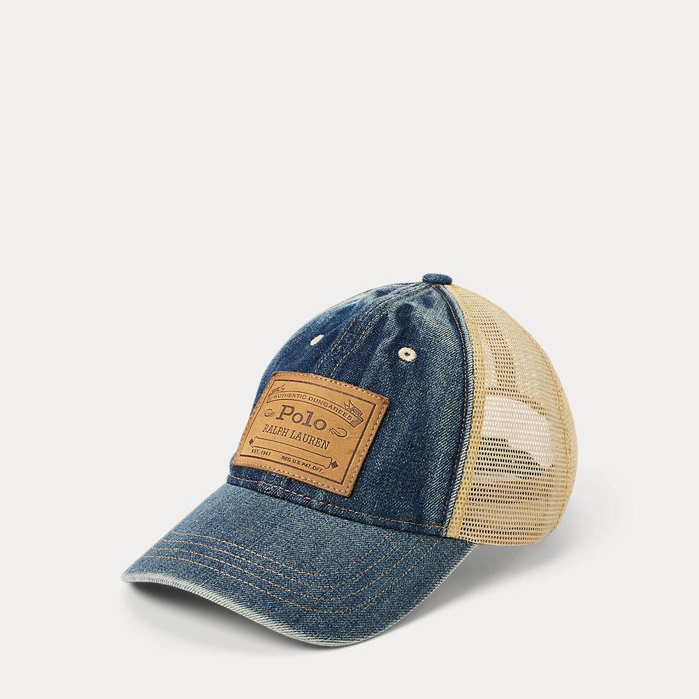 キャップ Polo Ralph Lauren Leather-Patch Denim Trucker Cap Ralph Lauren Leather-Patch Denim Trucker Cap in Blue for Men
