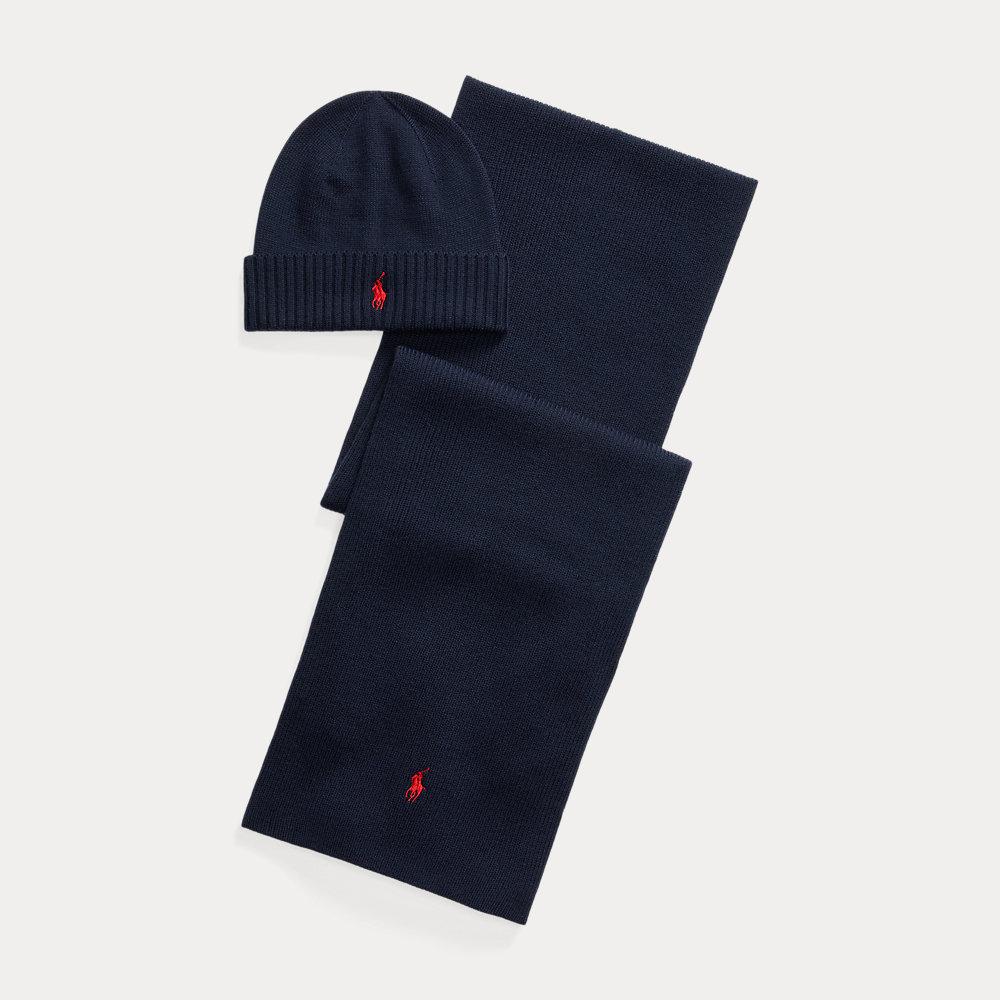 Polo Ralph Lauren Merino Wool Beanie Scarf Gift Set in Blue for Men Lyst UK