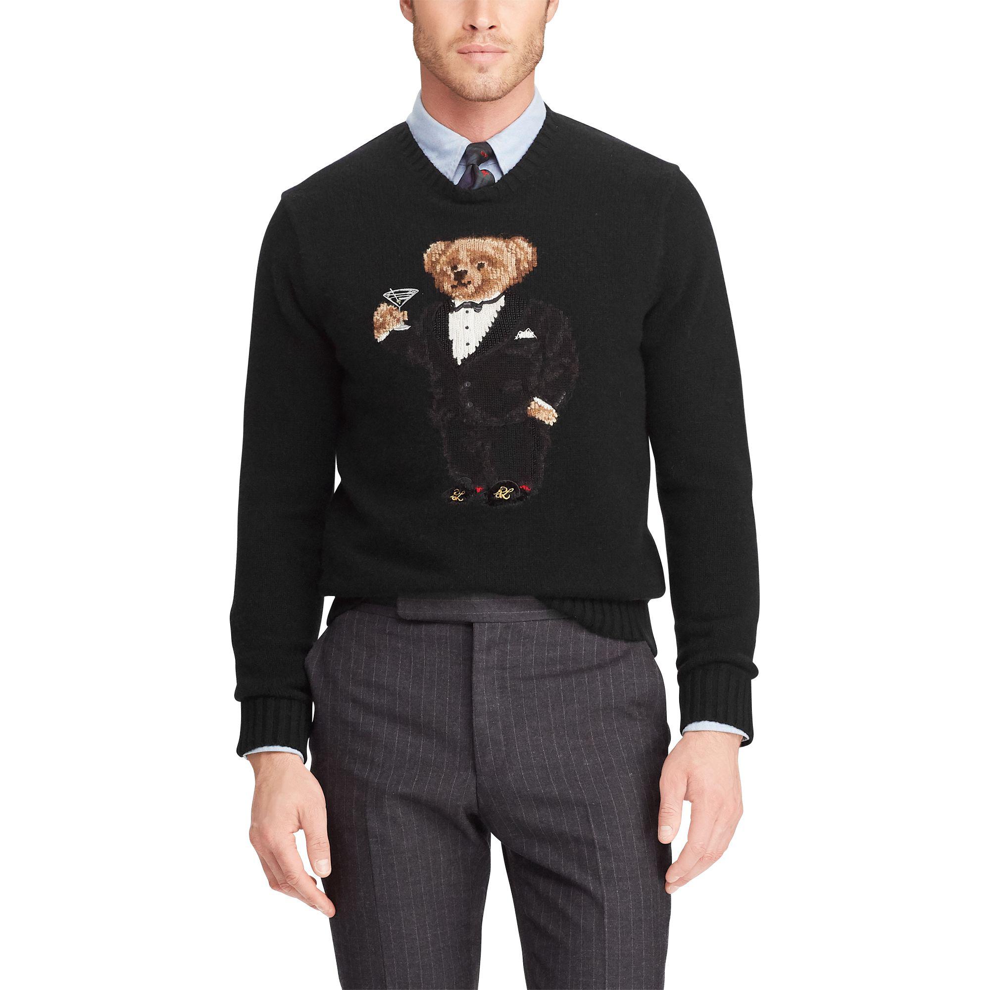 Polo Ralph Lauren Martini Bear Wool Jumper in Black for Men - Lyst