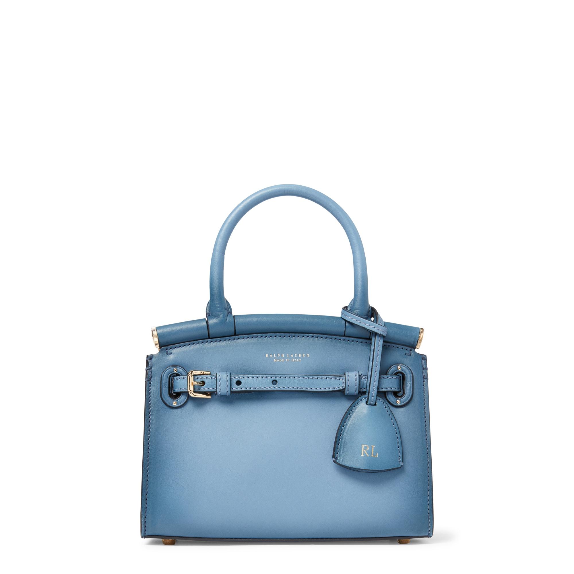 Ralph Lauren Leather Burnished Mini Rl50 Handbag in Denim (Blue) | Lyst