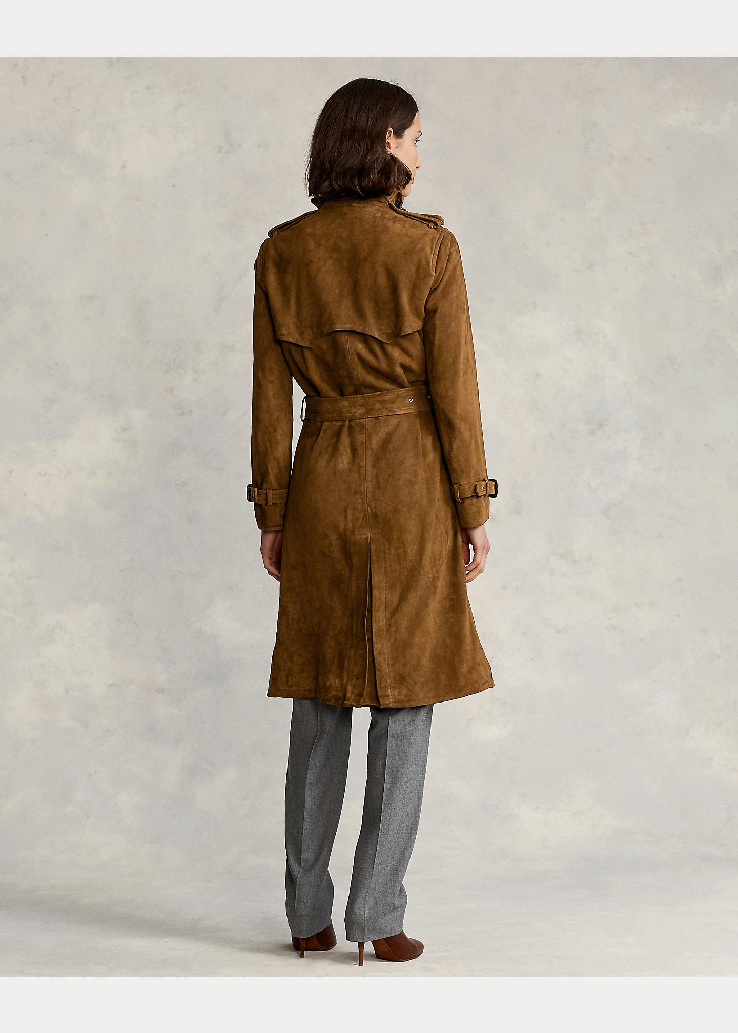 Ralph Lauren Suede Trench Coat in Brown Lyst UK