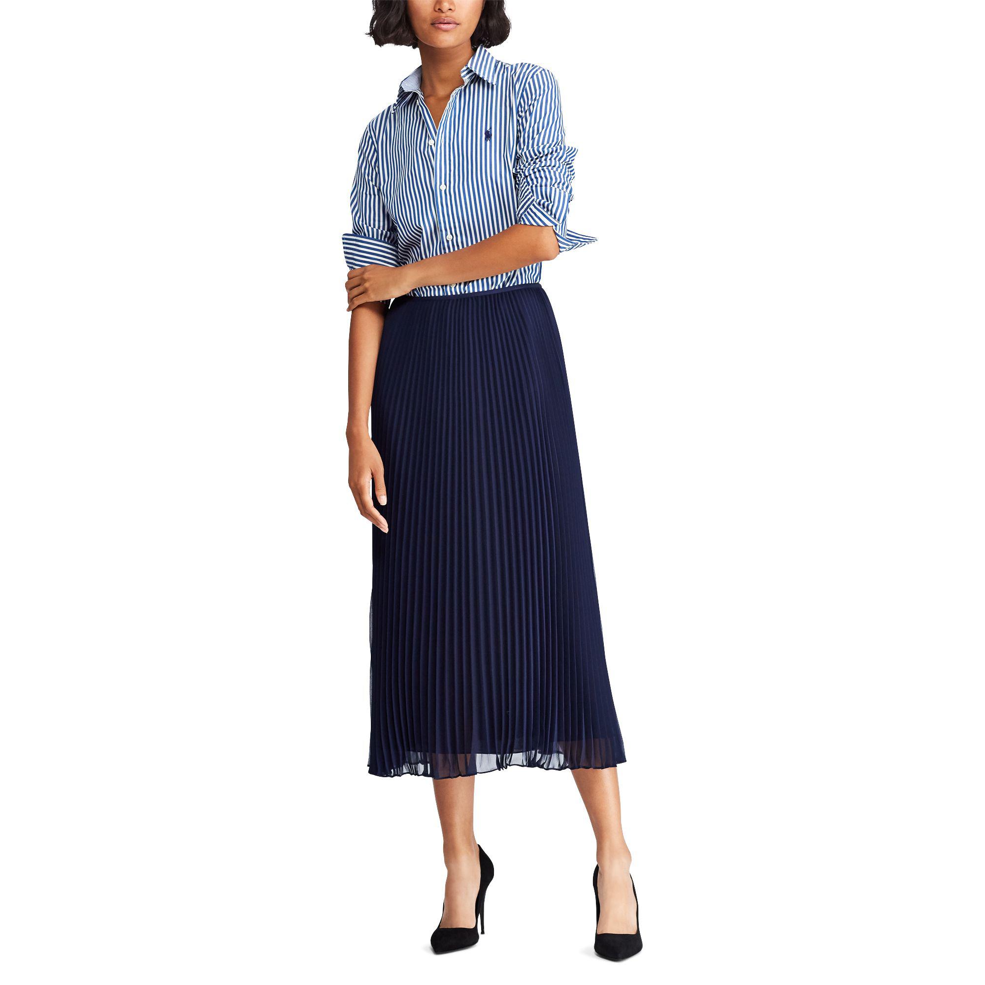 polo ralph lauren pleated georgette midi skirt