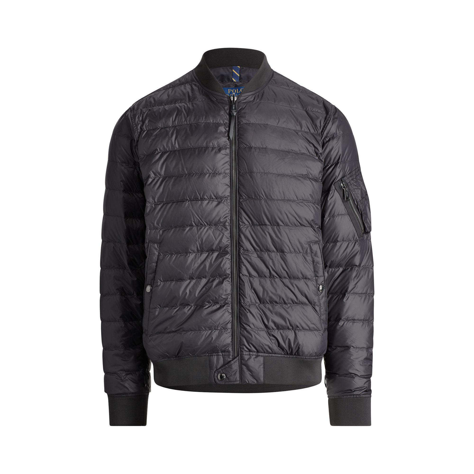 packable down bomber jacket