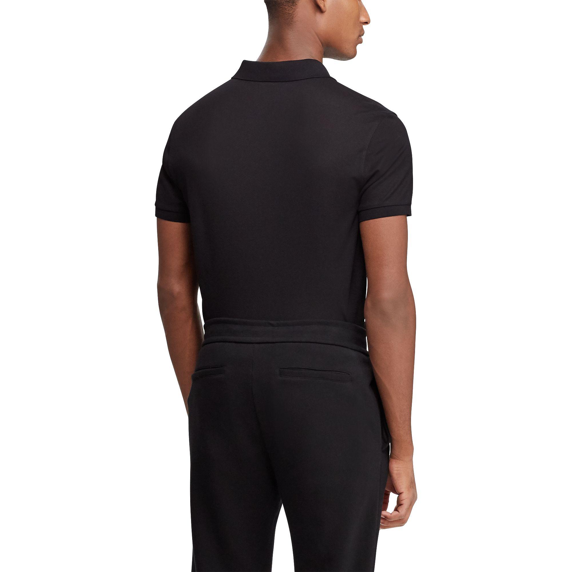 Ralph Lauren Purple Label Cotton Custom Slim Fit Piqué Polo in Black