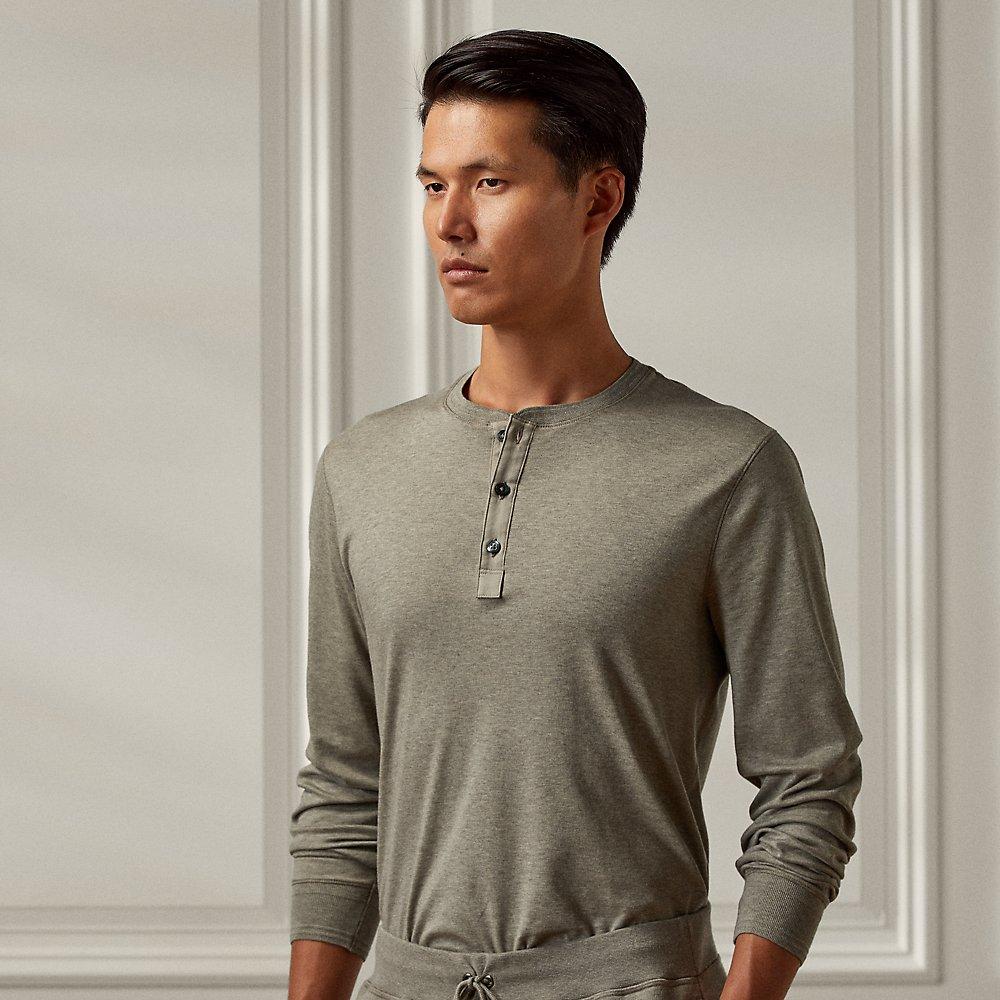 Ralph Lauren Purple Label Cotton Ralph Lauren Interlock Henley Shirt in  Gray for Men | Lyst