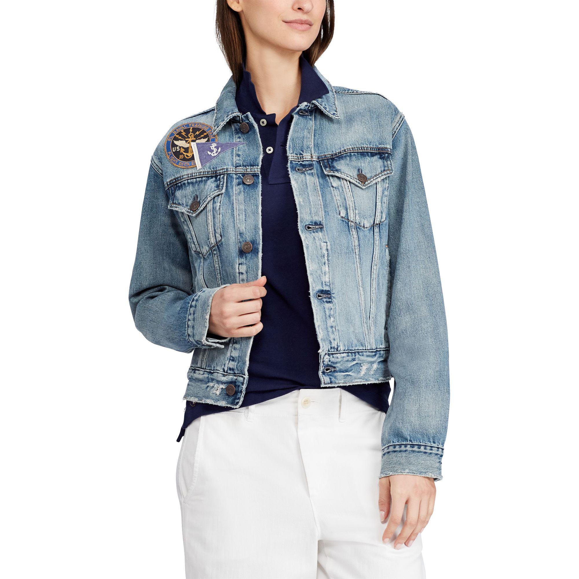 Polo Ralph Lauren Denim Jacket With Patches in Blue | Lyst