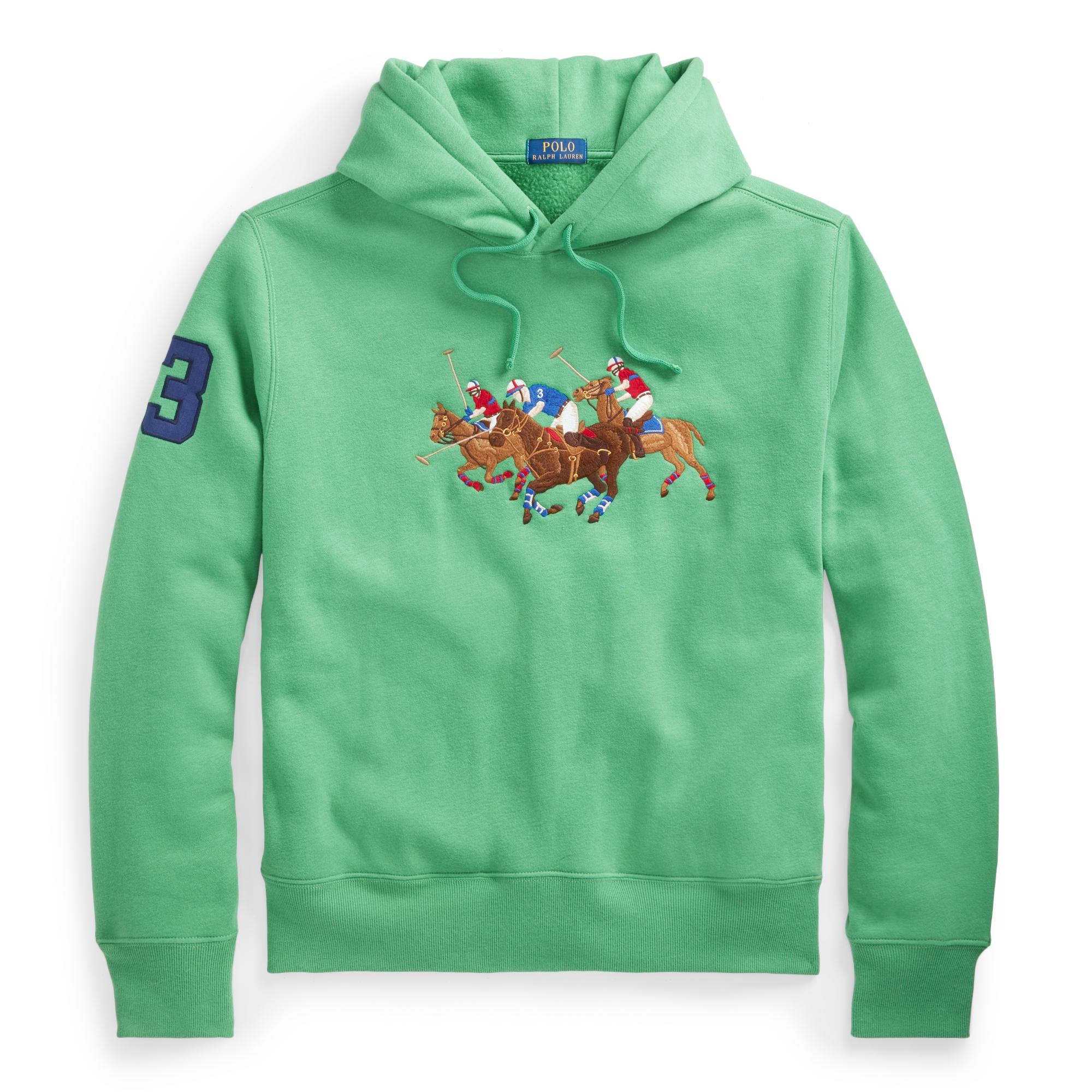 Ralph Lauren Triple-pony Fleece Hoodie in Green for Men | Lyst