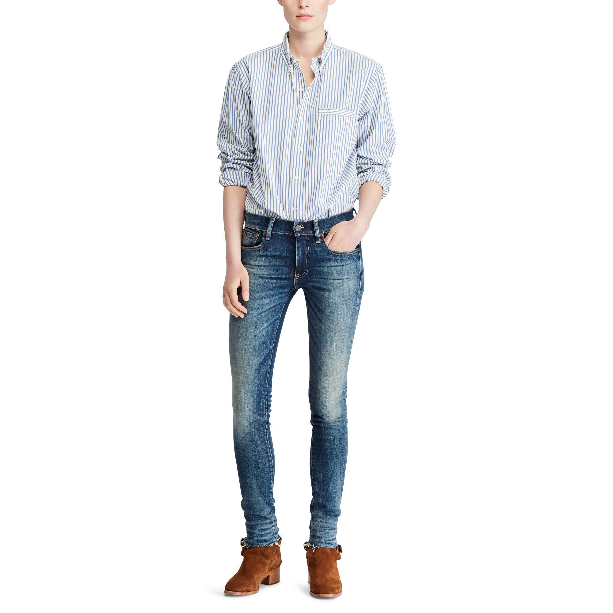 Polo Ralph Lauren Denim Tompkins Skinny Crop Jean in Dark Indigo (Blue) - Lyst