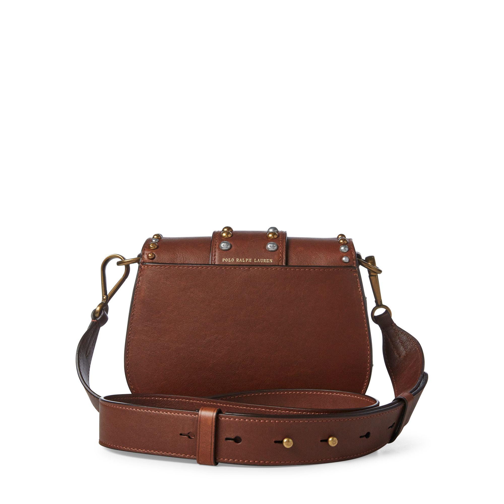 Polo Ralph Lauren Leather Studded Lennox Crossbody Bag in Brown Lyst