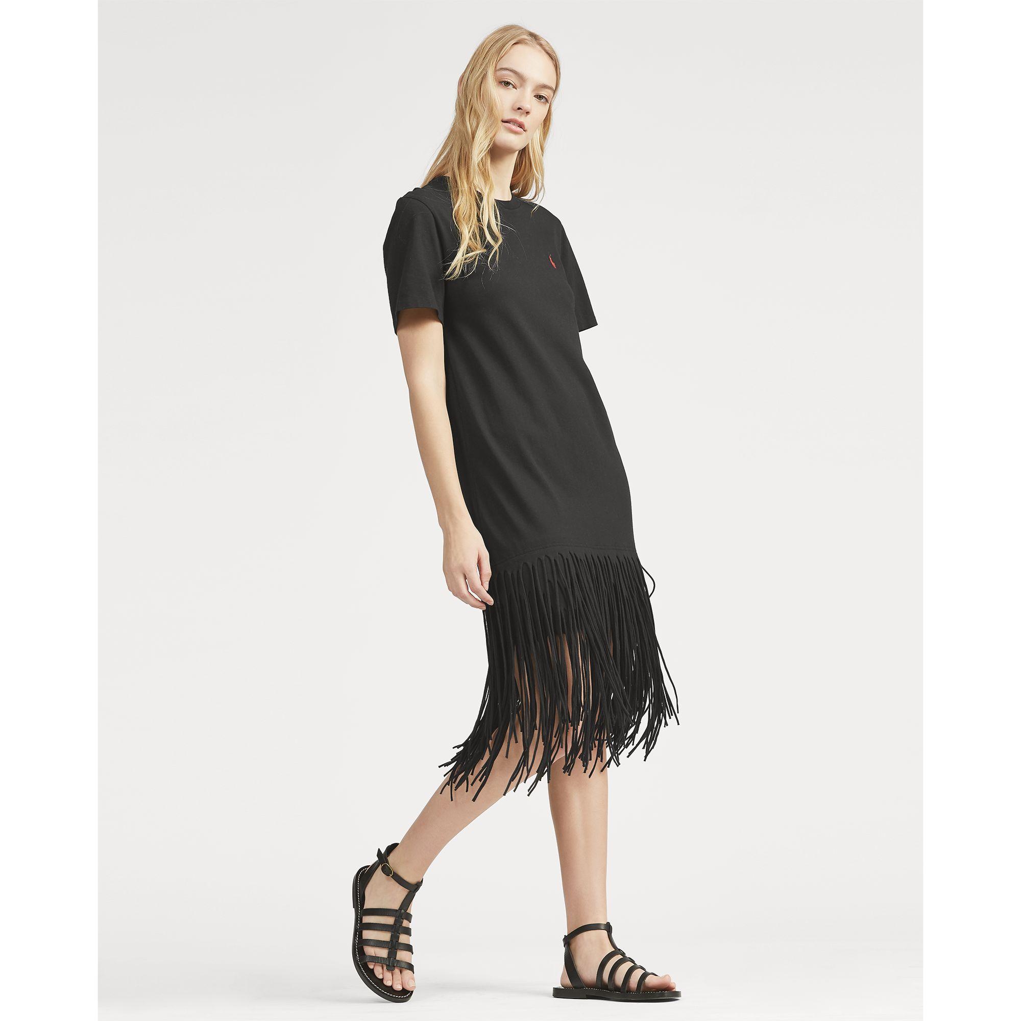polo ralph lauren fringe cotton shirtdress
