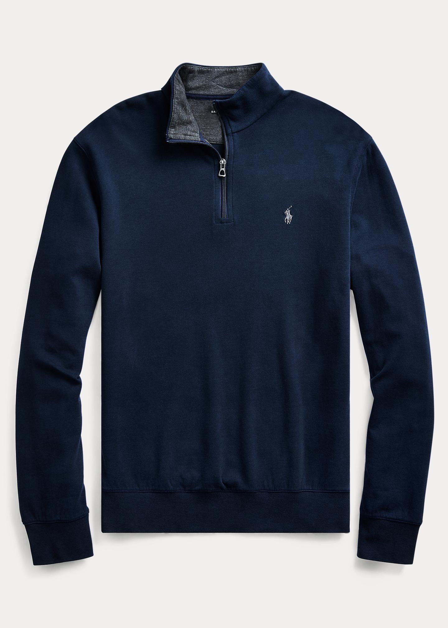 Ralph Lauren Cotton Jersey Quarterzip Pullover in Blue for Men Lyst