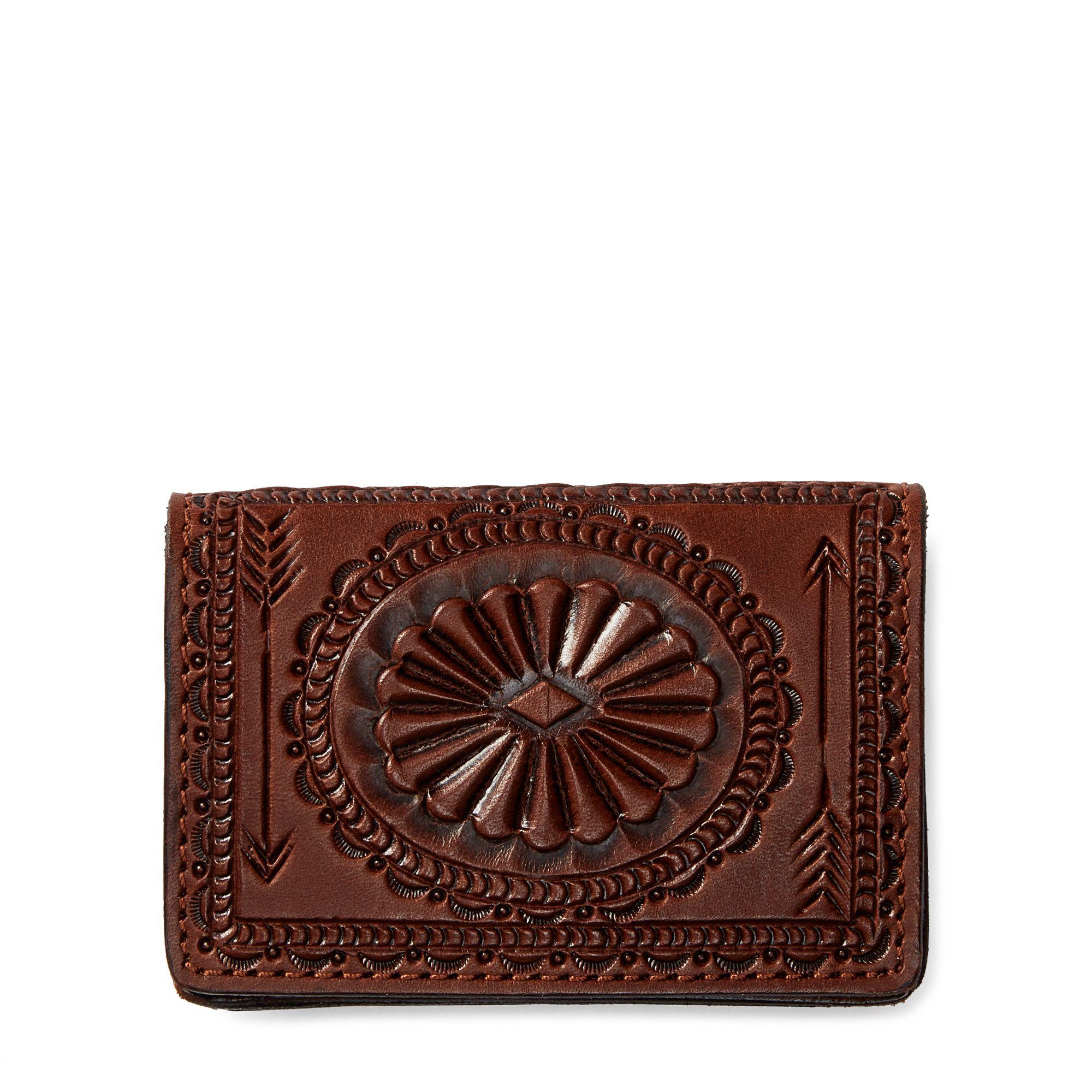 RRL Hand-tooled Leather Wallet in Brown for Men | Lyst