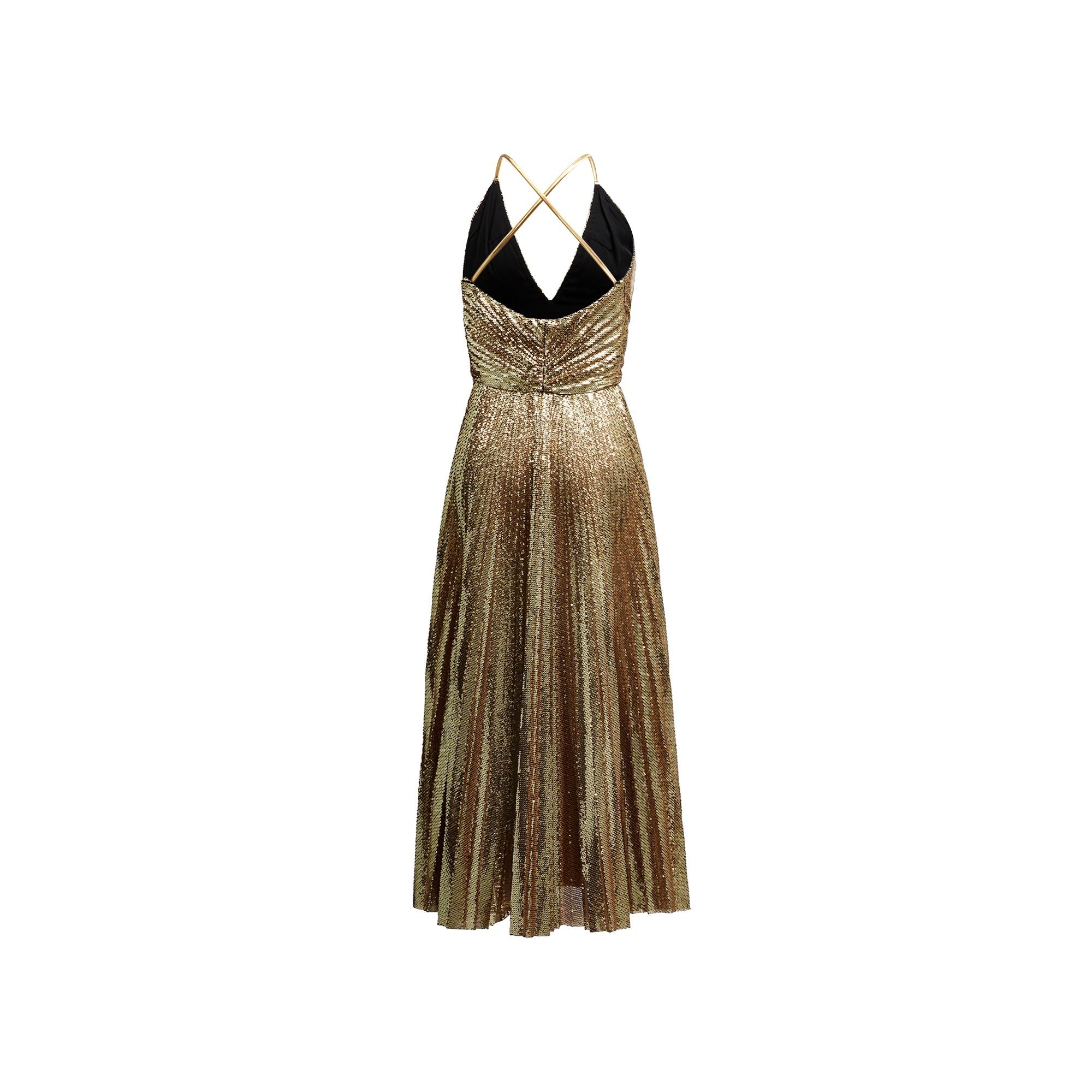 Ralph Lauren Tulle Valora Embellished Dress in Gold (Metallic) | Lyst