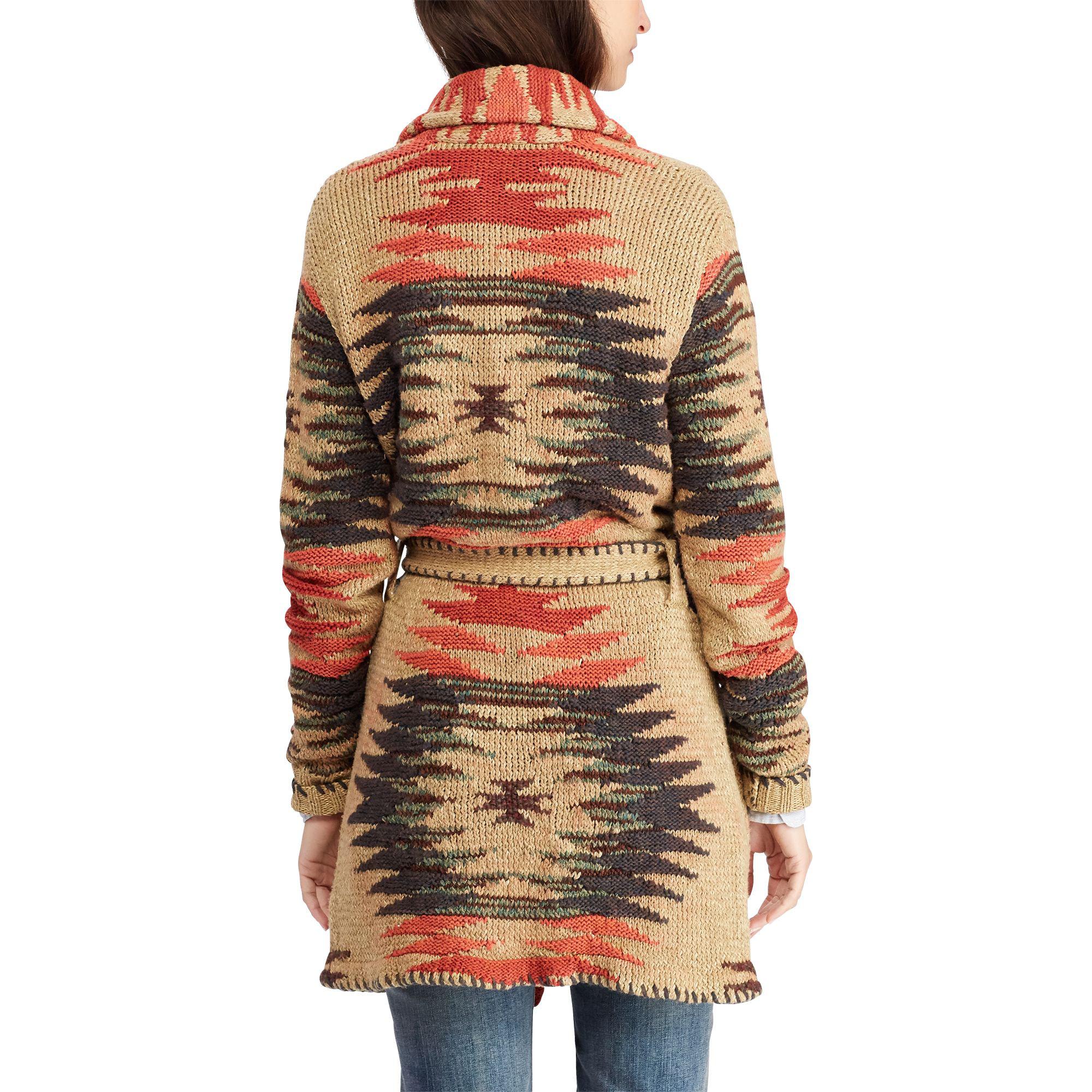 RRL Hand-knit Belted Cardigan | Lyst