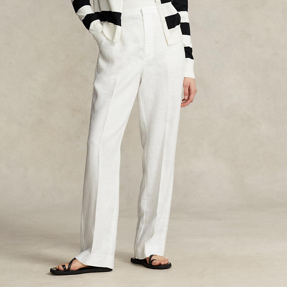 Polo Ralph Lauren Flat Front Linen Pant in White | Lyst