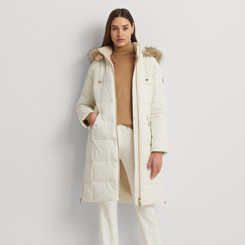 Fur Coat Ralph Lauren White Coat Ralph Lauren Faux-fur-trim Hooded