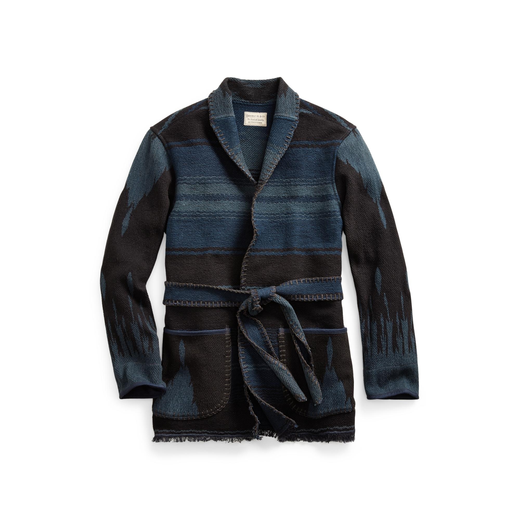 RRL Belted Indigo Jacquard Jacket in Blue for Men | Lyst