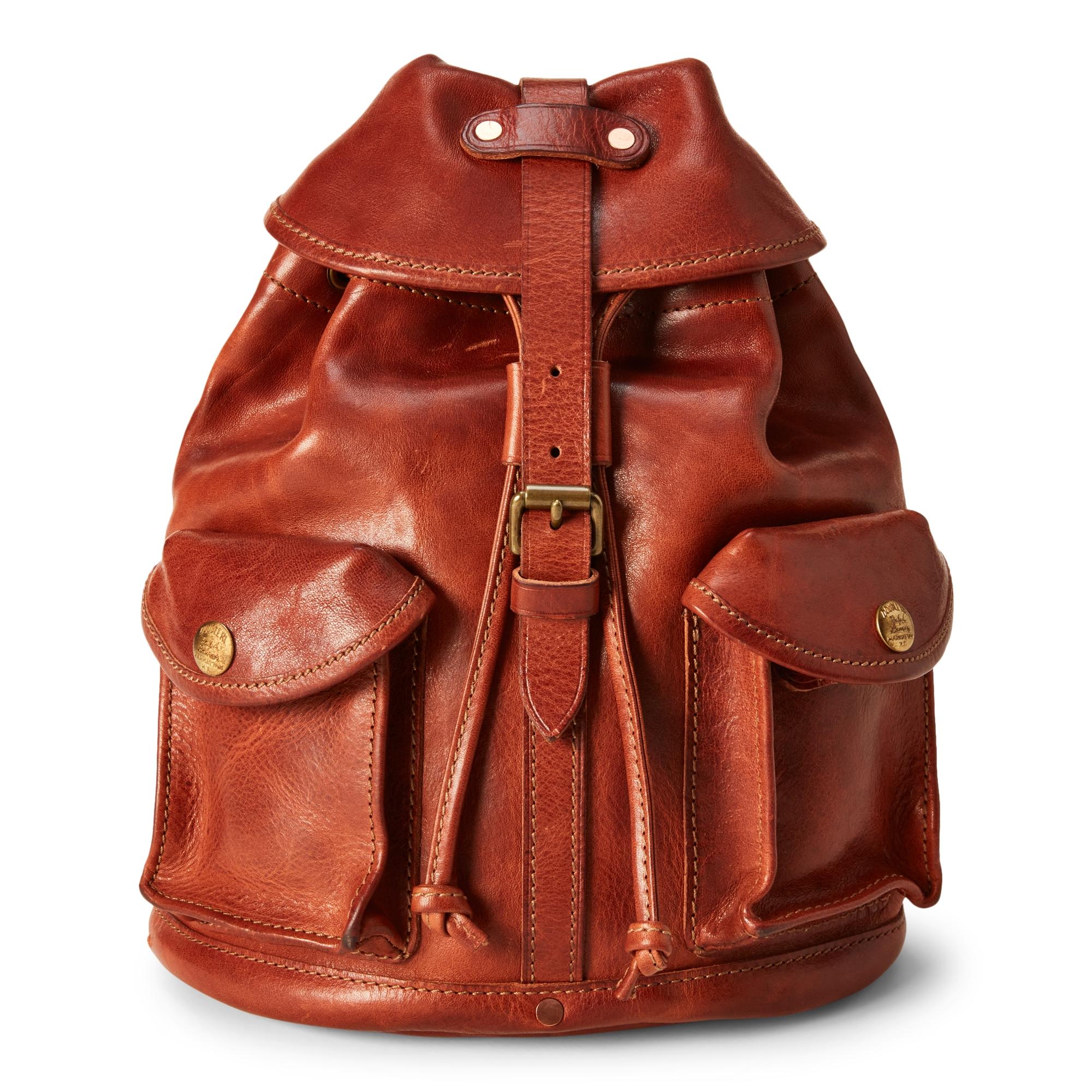 tan leather mini backpack