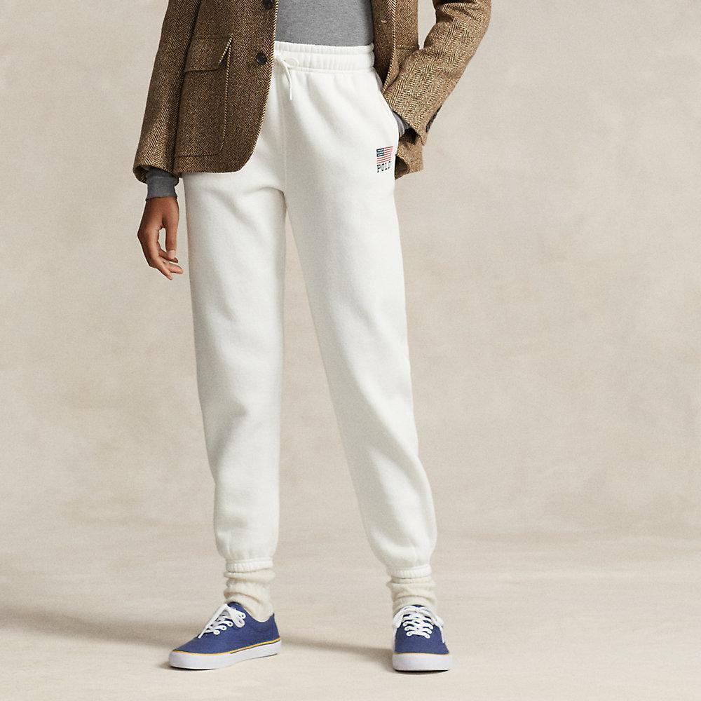 Polo Ralph Lauren Flag & Logo Fleece Sweatpant in White | Lyst
