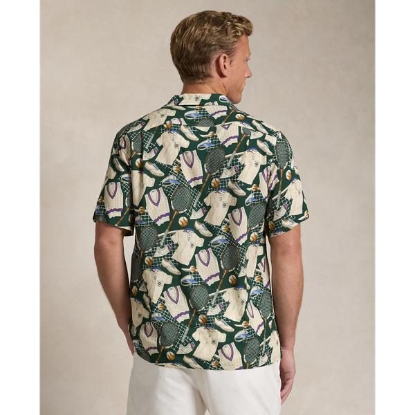 Ralph Lauren Wimbledon Classic Fit Print Camp Shirt in Green for