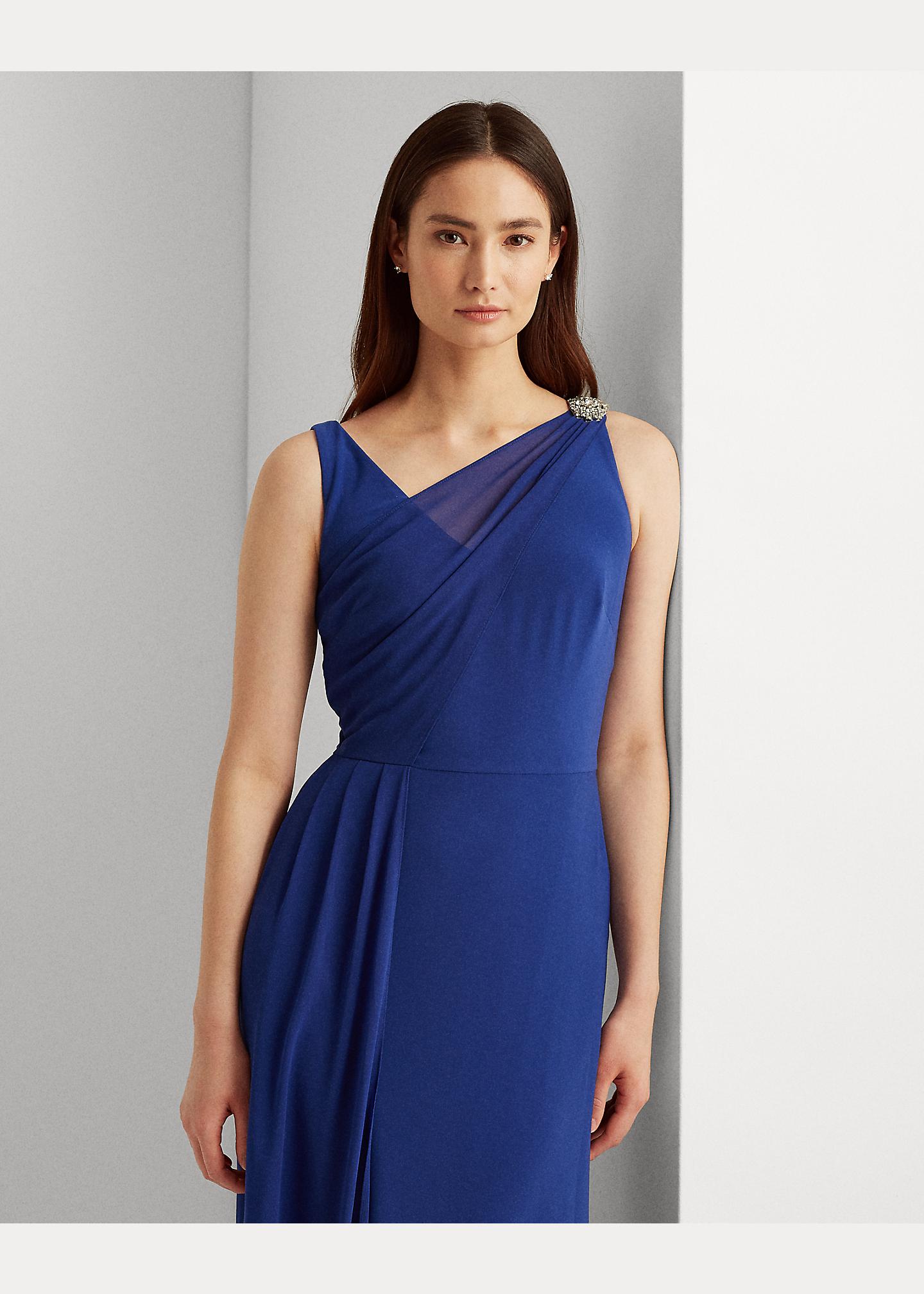 Ralph Lauren Jersey-georgette Sleeveless Gown in Blue | Lyst UK