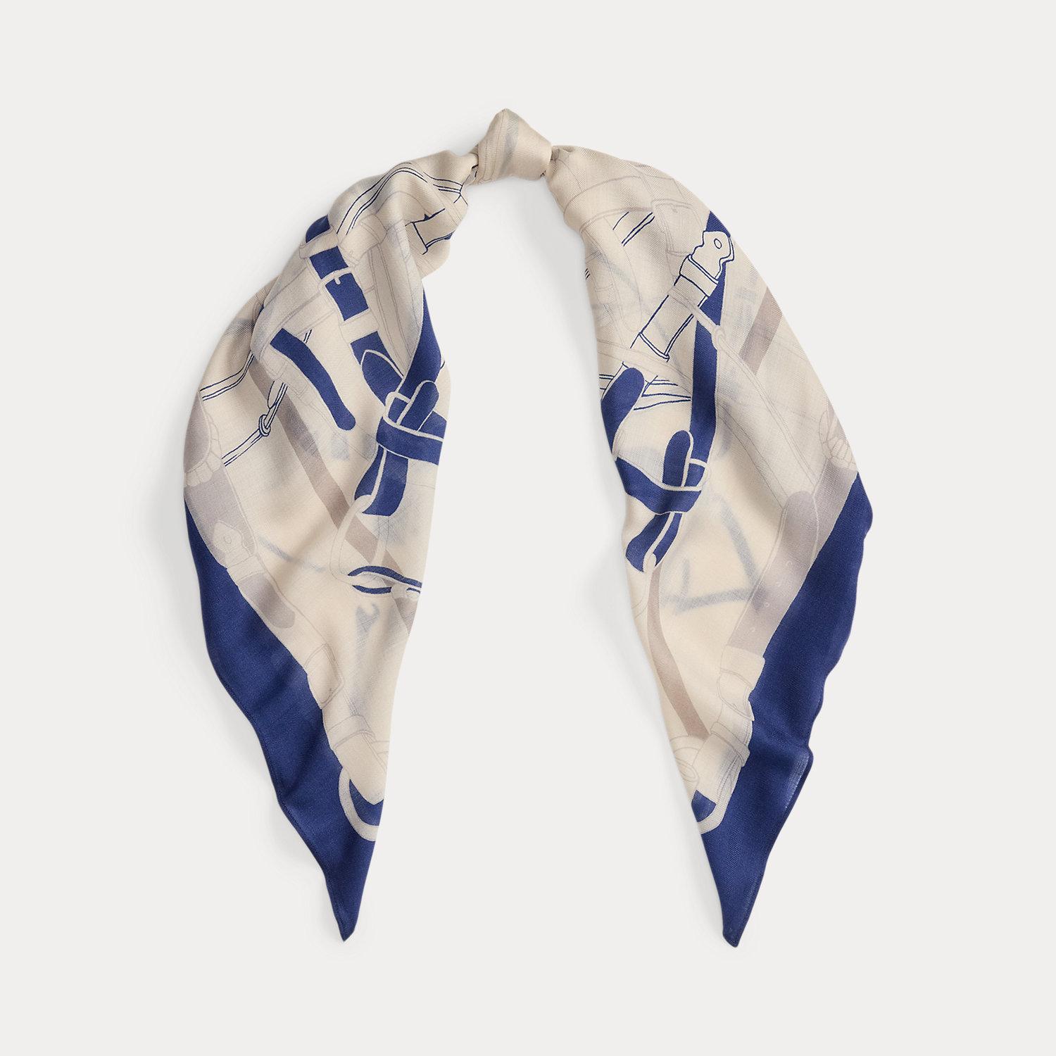Ralph Lauren Ralph Lauren Belting-Print Wool-Silk Square Scarf in