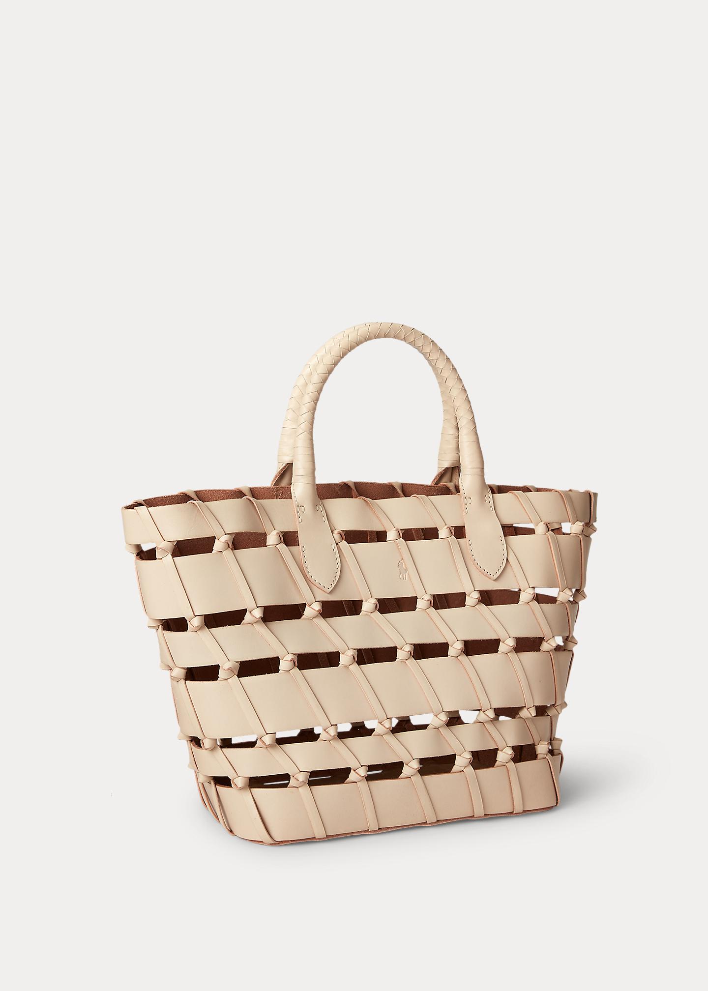 Leather Large Open Basket-weave Tote