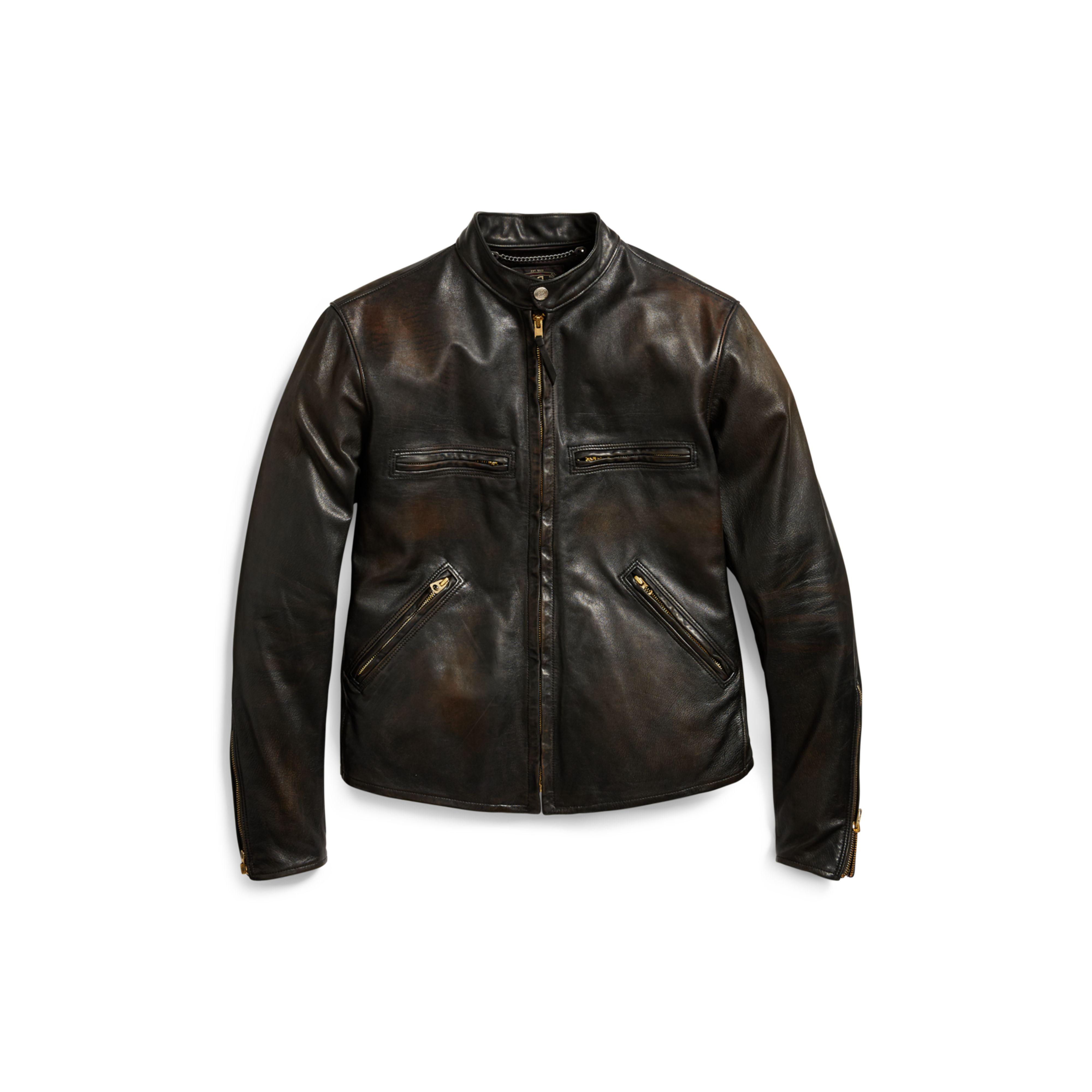 rrl slim fit leather jacket