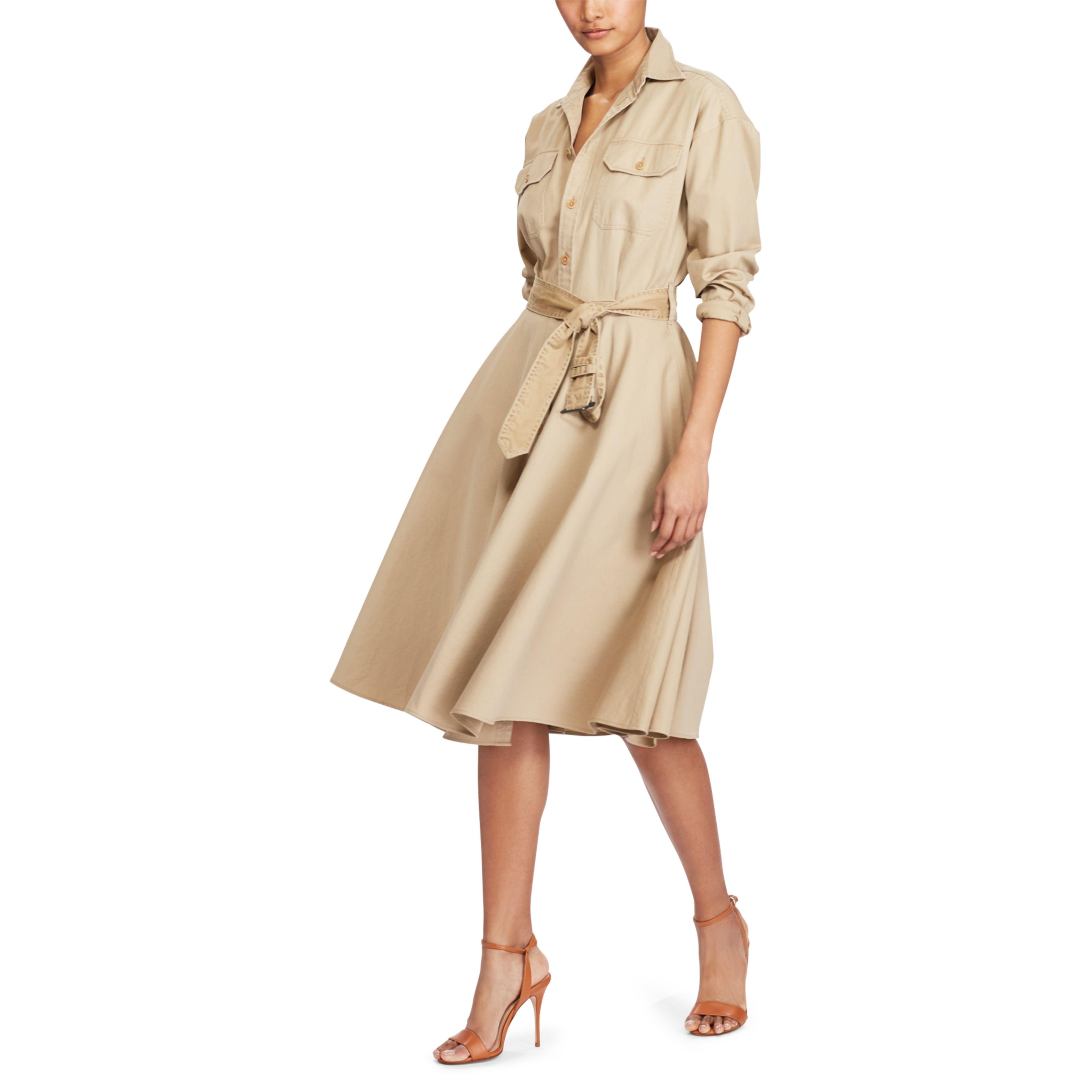 Polo Ralph Lauren Cotton Chino Shirtdress in Natural | Lyst