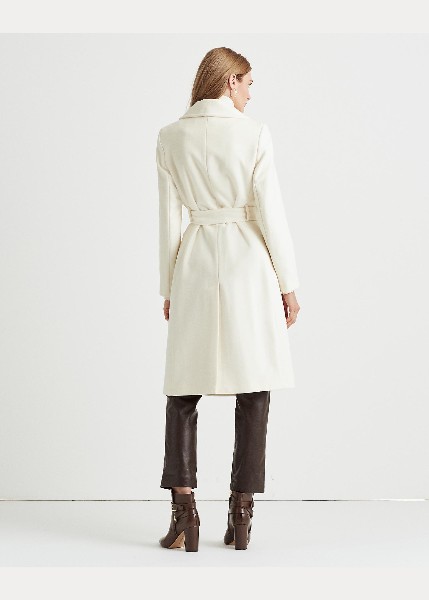 Wrap Coat Ralph Lauren Cappotto Ralph Lauren White Wool Wrap Coat
