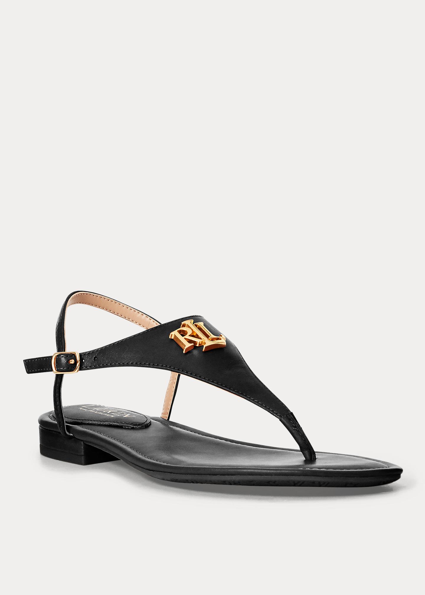 Ralph Lauren Ellington Leather Sandal In Black Lyst