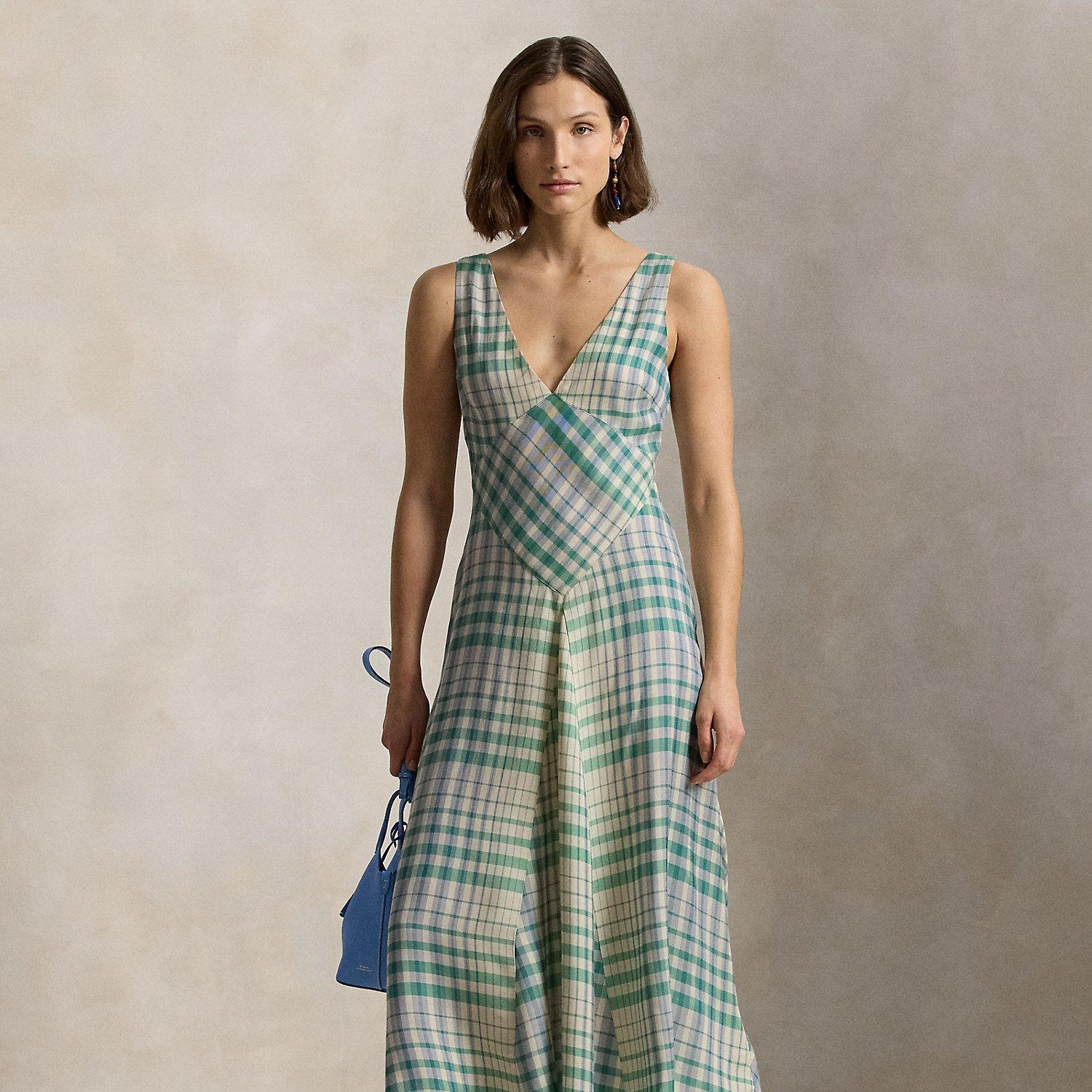 green emerald velvet dress Lime Green Gingham Plaid Square Neck Mini Dress