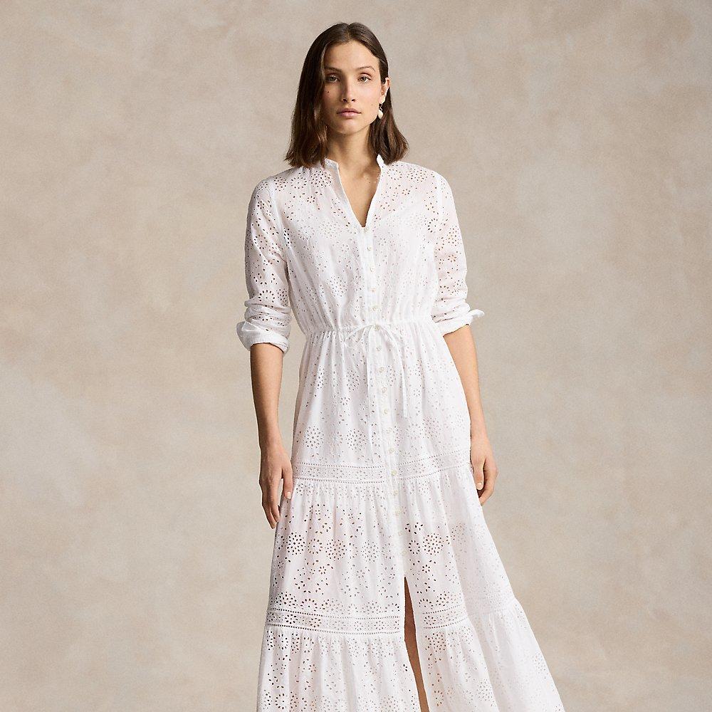 【Polo Ralph Lauren】 Tiered maxiドレス Ralph Lauren Tiered Eyelet Cotton Maxidress in White | Lyst