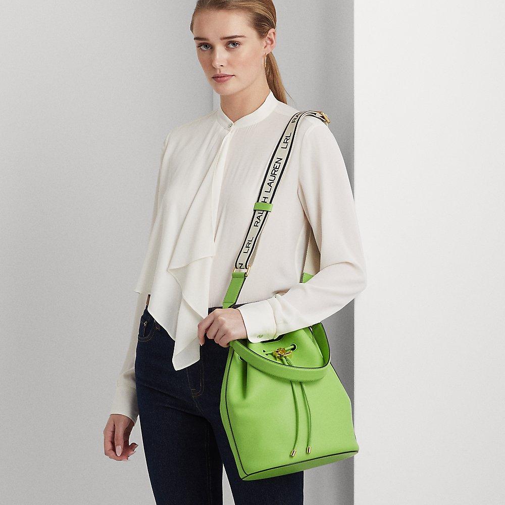 Ralph Lauren Leather Large Andie Drawstring Bag in Green | Lyst
