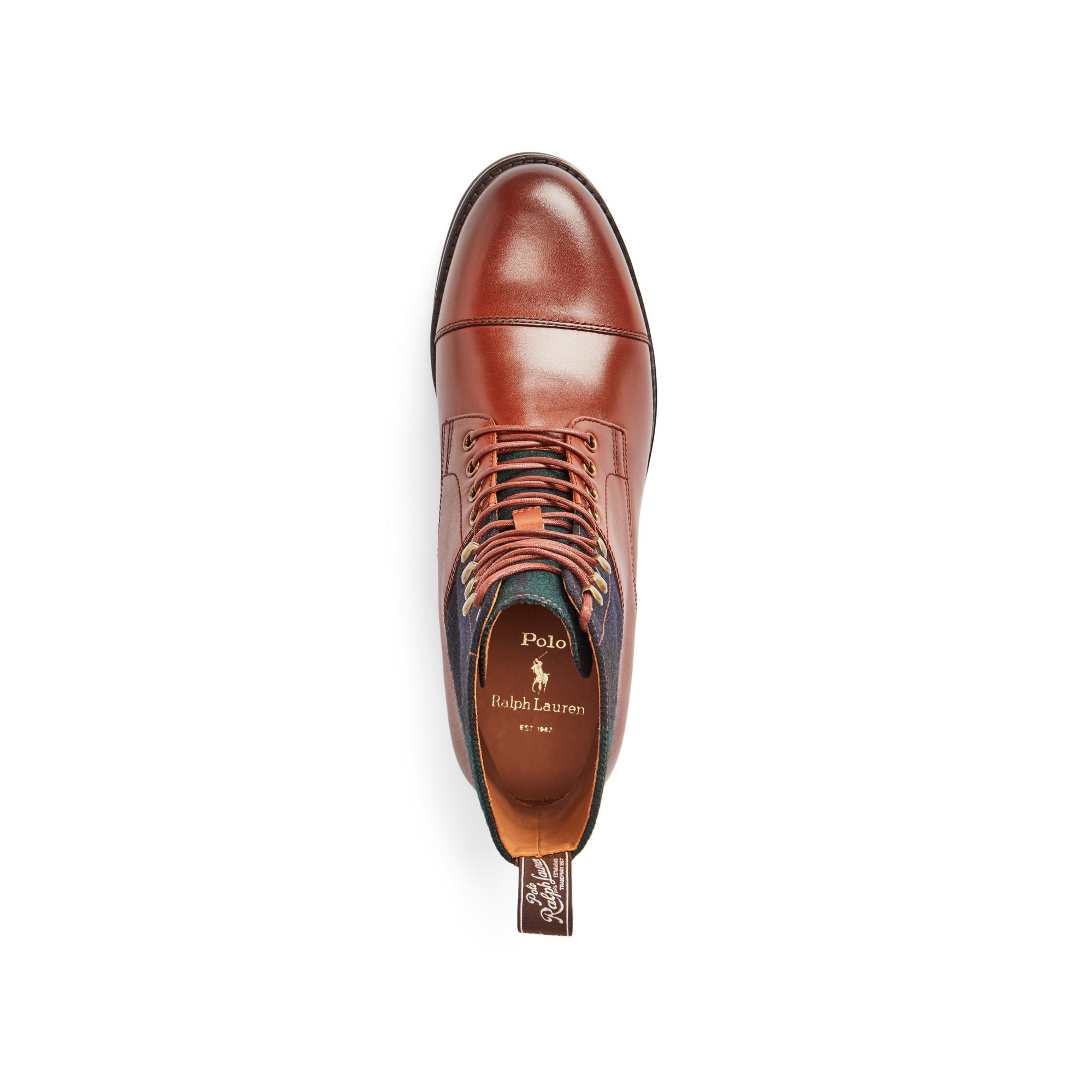 Ralph Lauren Bryson Leather & Wool Cap-toe Boot for Men | Lyst