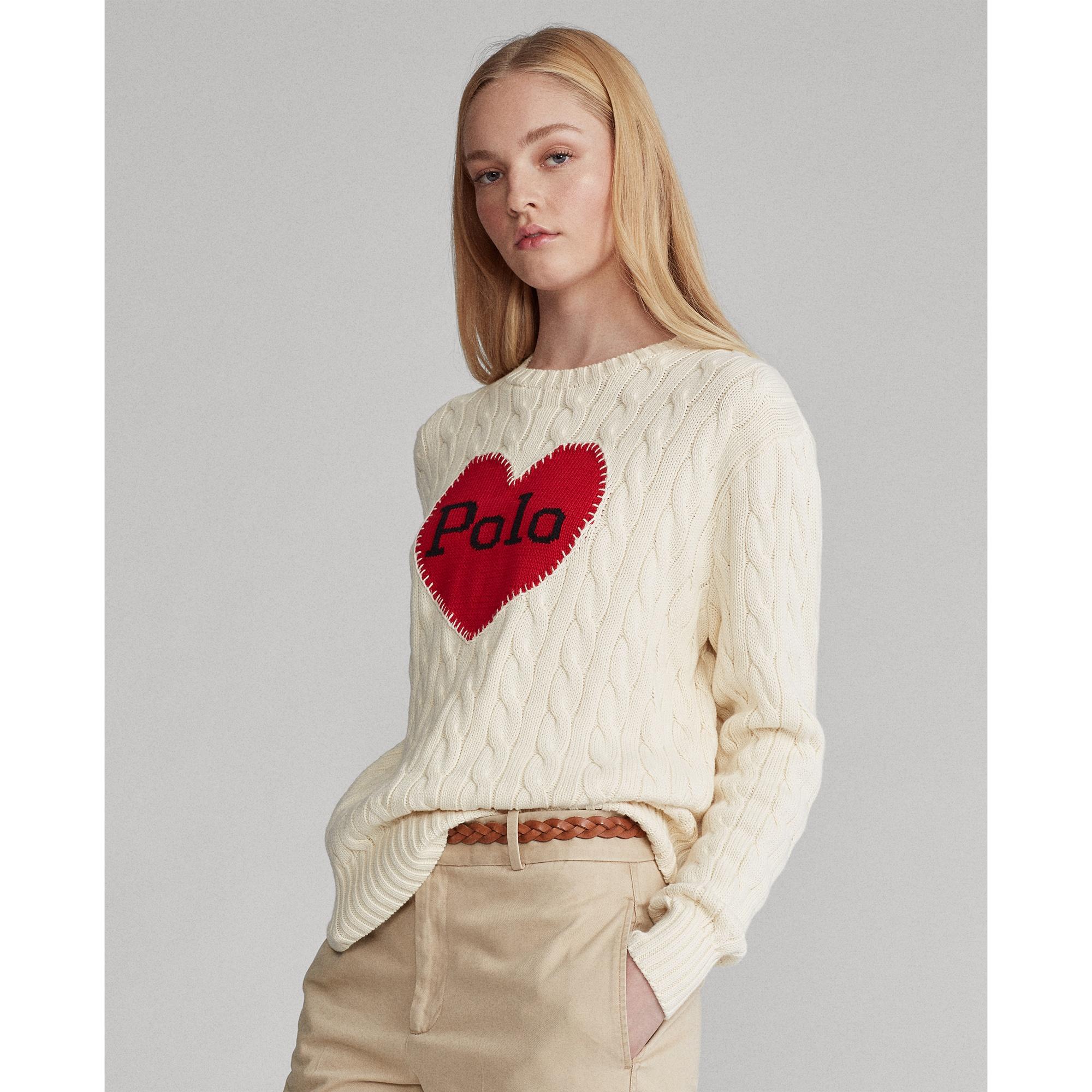 Italian Turtle Neck Cable Knitted Heart Jumper