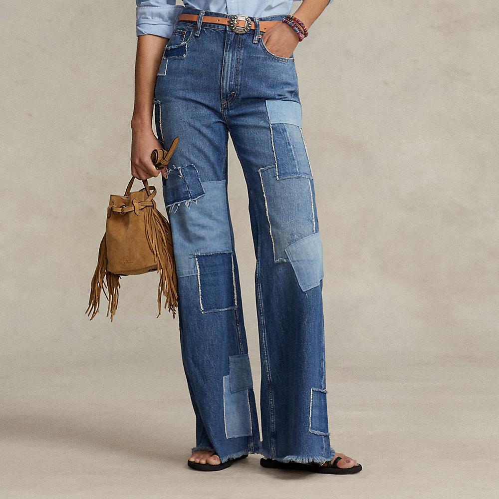 Polo Ralph Lauren Denim Patchwork Flare Jean in Blue | Lyst